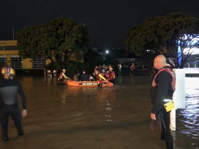 Surf lifeguards rescued 79 people from floodwaters in Auckland. Photo / supplied by Surf Life Saving Northern Region