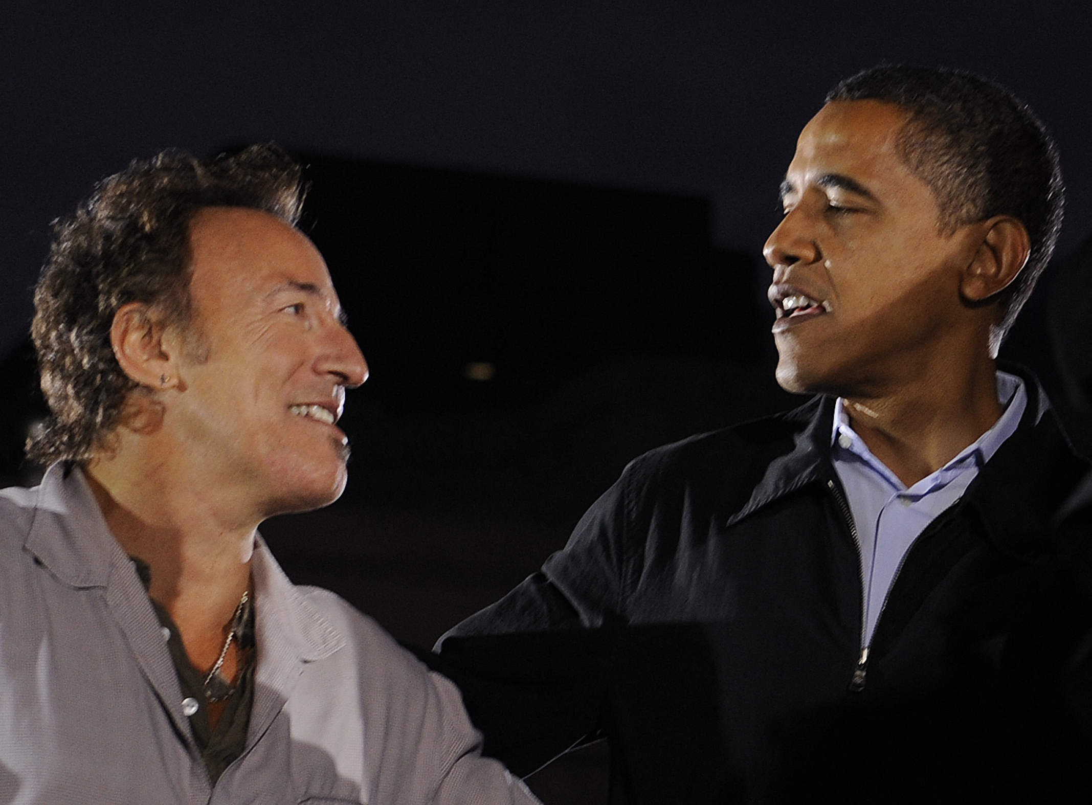 Bruce Springsteen and Barack Obama at a political rally in Cleveland, Ohio, on November 2, 2008. Photo / AFP