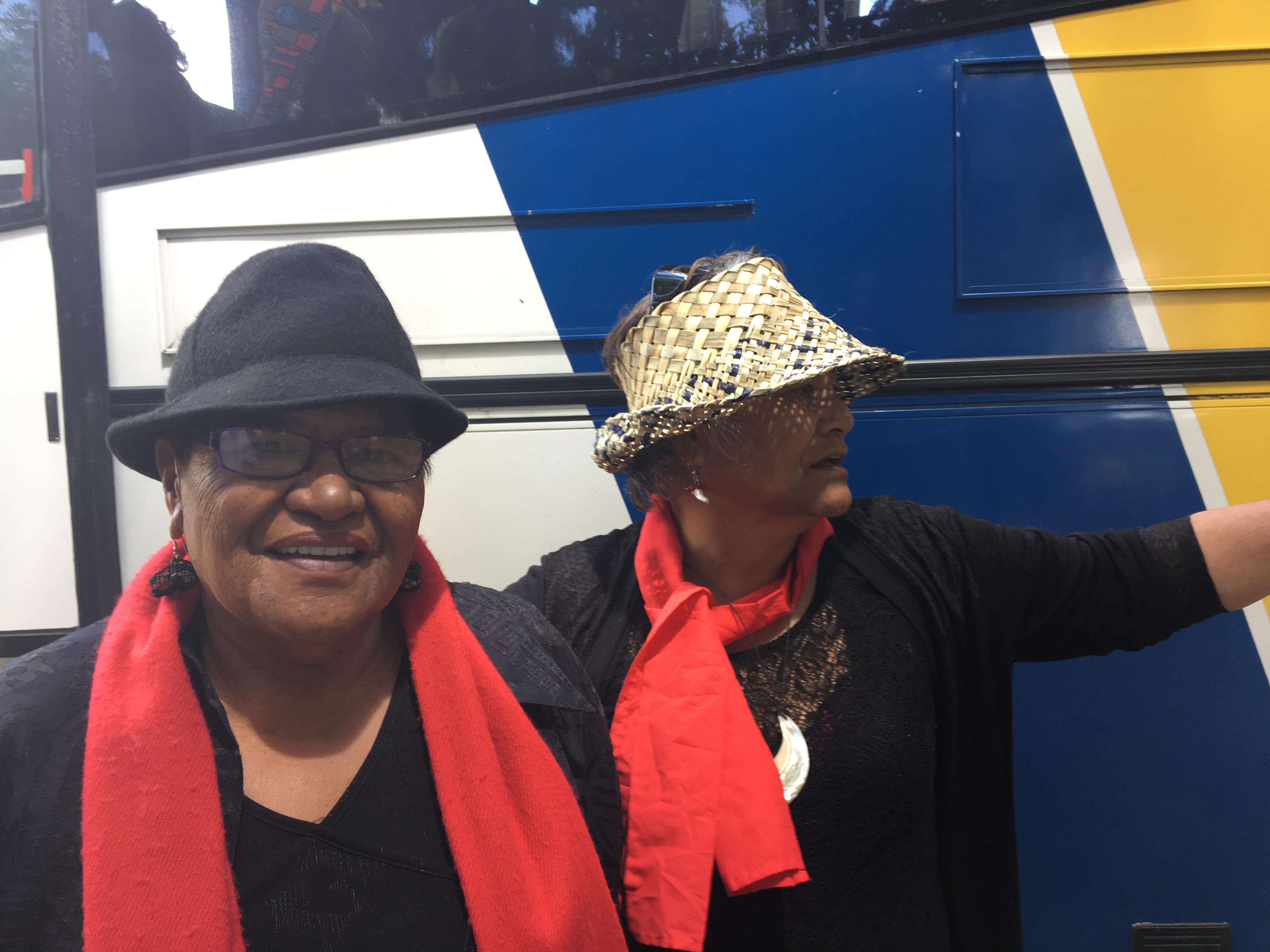 Hariata Kereopa and Ellen Tamati during Te Arawa's bus trip to Whitianga. PHOTO/SUPPLIED