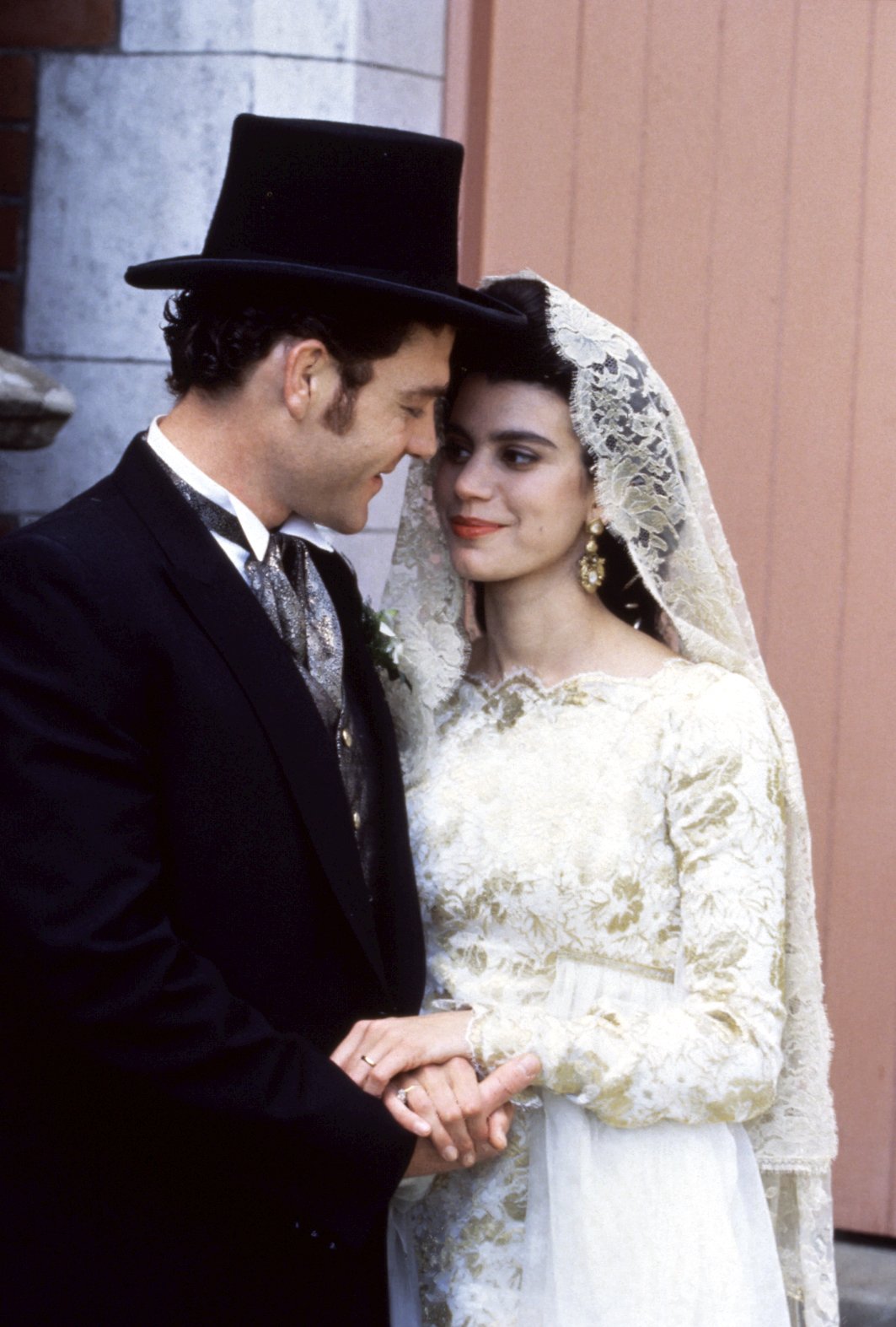 Marton Csokas as Leonard Dodds on his wedding day with Gina Rossi (Jo Davison) 