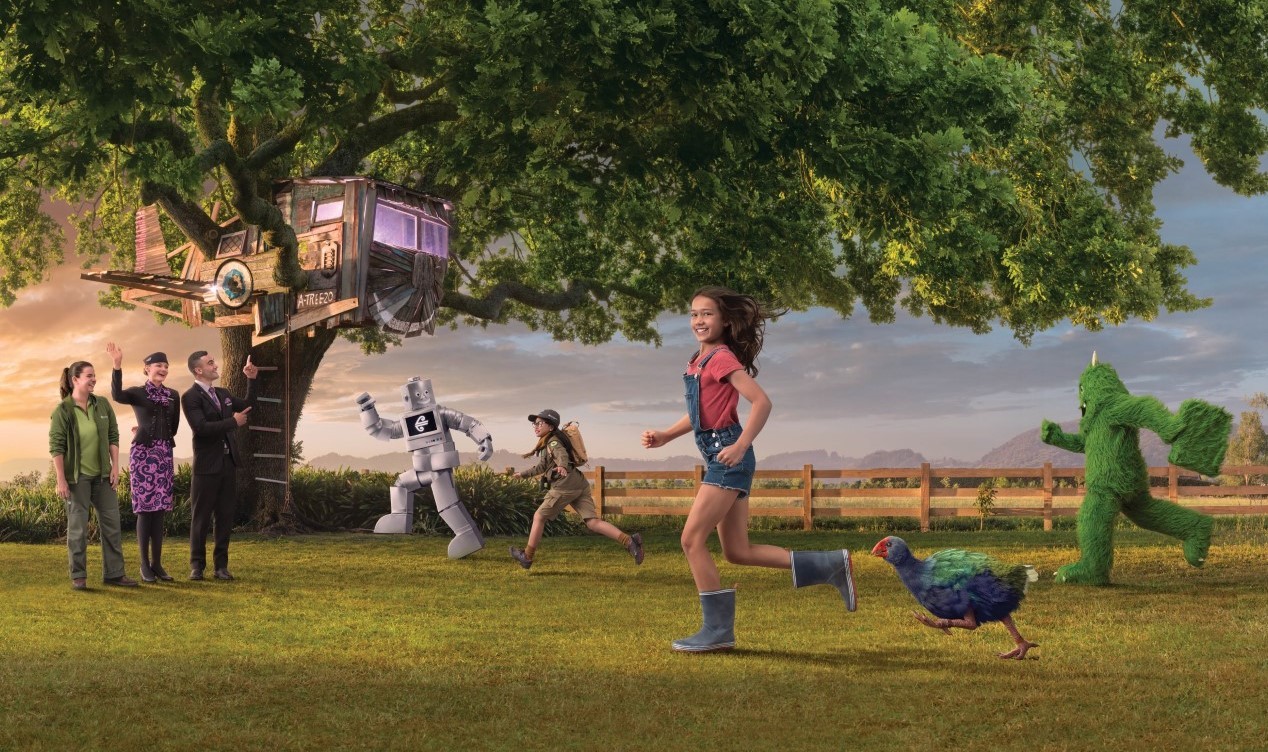The characters from Air NZ's treehouse flight safety video, produced in 2020 and reportedly replayed recently.