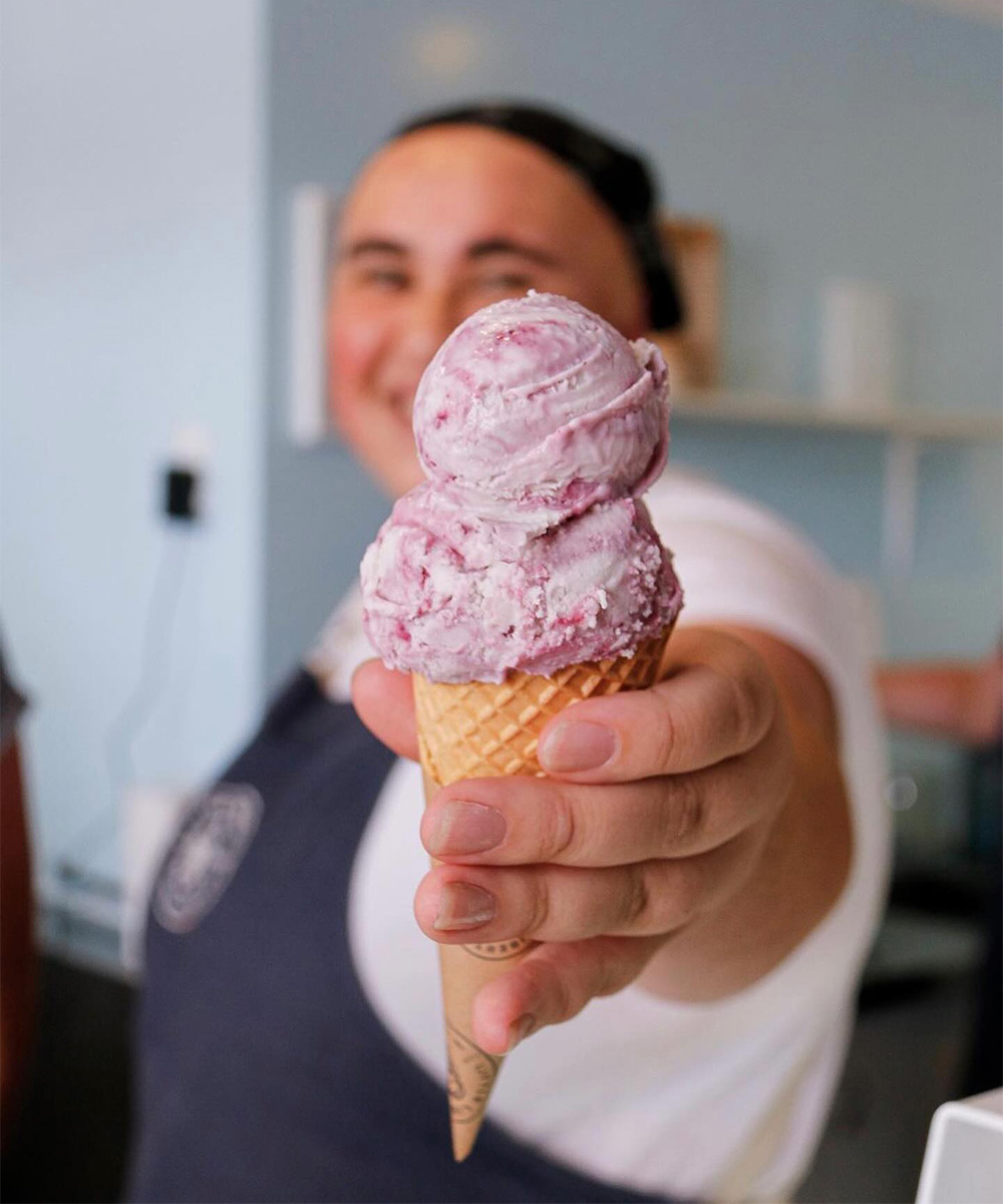 A double ice cream scoop from Little Liberty Creamery.