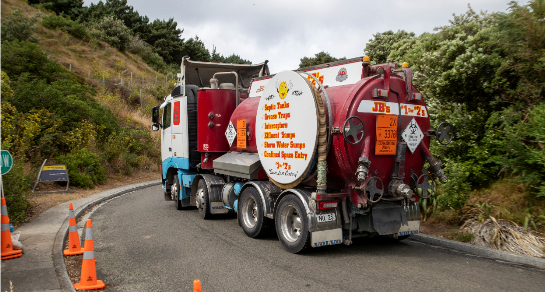 More than 1 million litres of sludge is being trucked every day after two pipelines failed beneath Mt Albert. Photo / Mark Mitchell. 