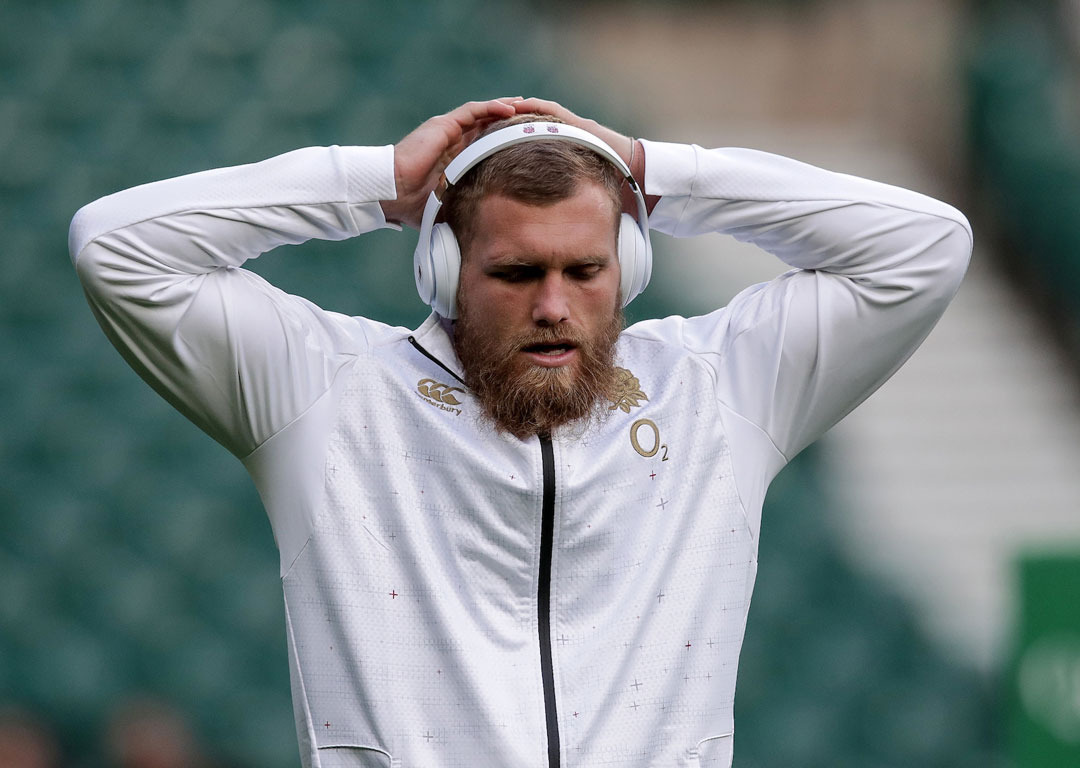 Brad Shields prepares for an England test against the All Blacks in 2018. Photo / Photosport