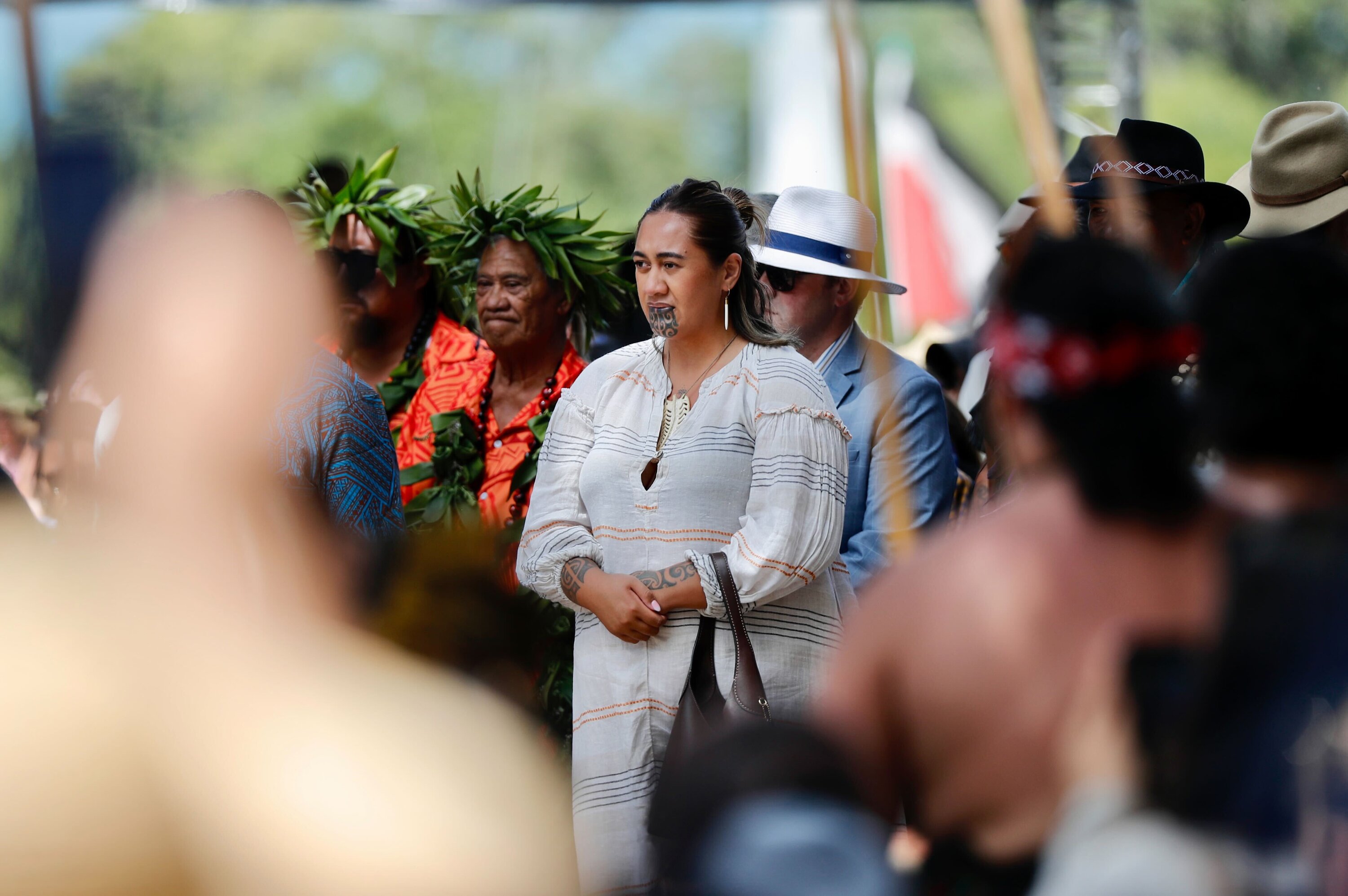 Māori Queen Ngā wai hono i te pō is welcomed onto the Waitangi Treaty Grounds. Photo / Dean Purcell