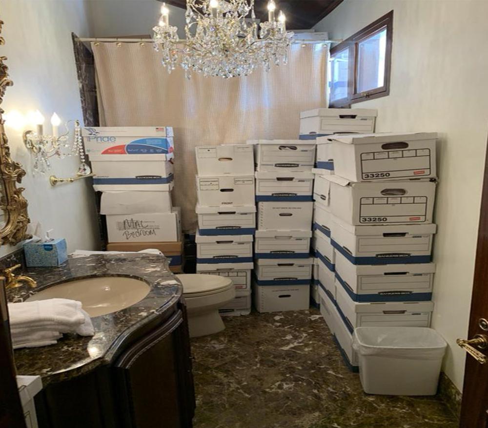 Classified documents, many of them top secret, were mixed in with miscellaneous newspapers, magazines and personal correspondence, according to FBI. Photo / AP