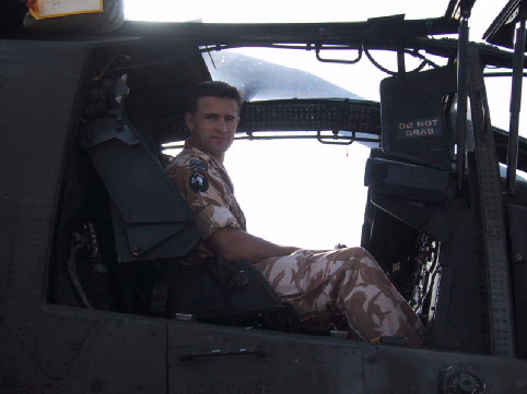 New Zealand Army Officer Major John McNutt in an Apache Helicopter in Kuwait. Photo/ Supplied