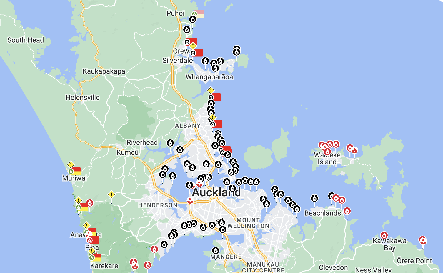 The SafeSwim website on the afternoon of February 5 showed only a handful of beaches were safe to swim at.