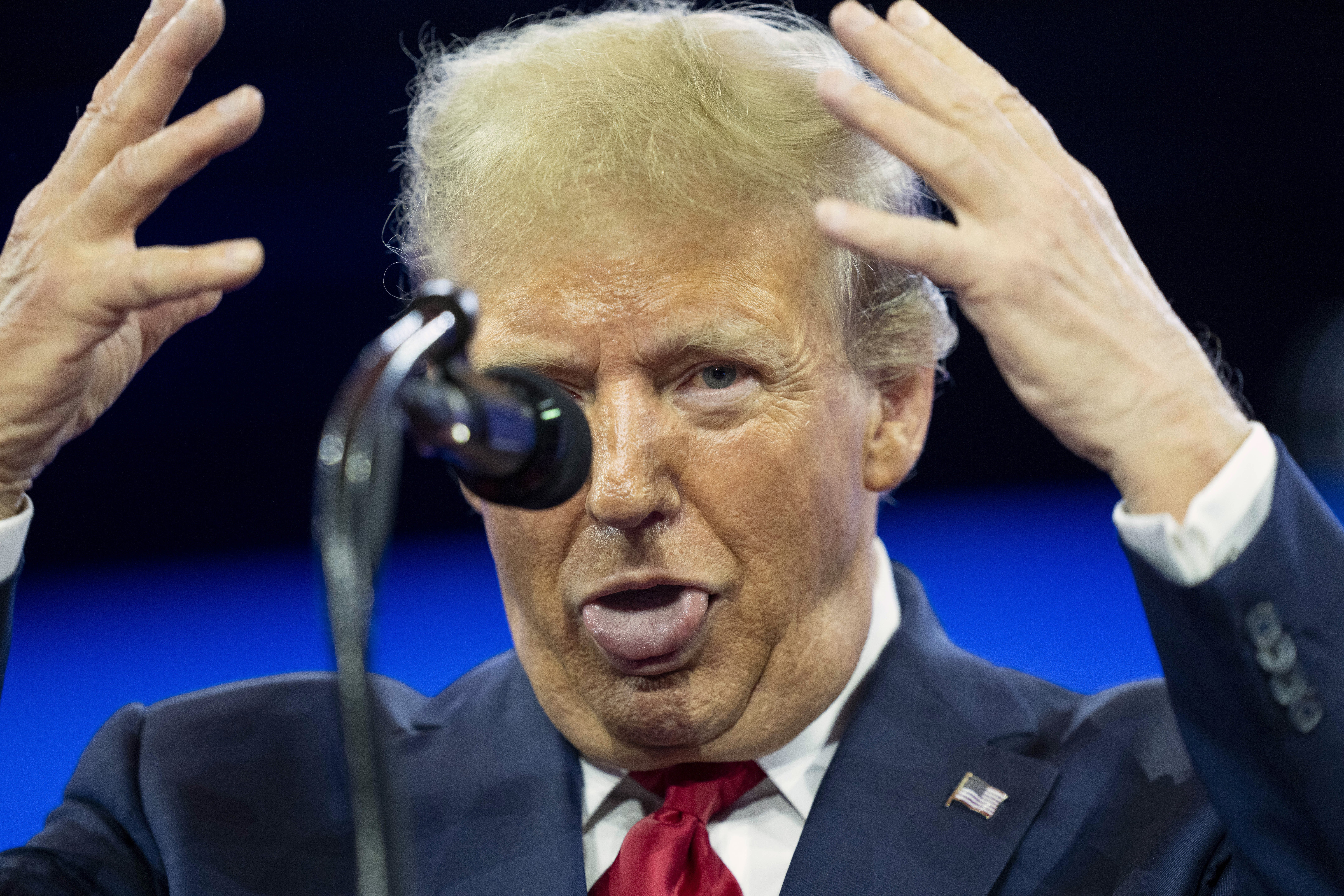 Donald Trump addressed supporters in Maryland on Saturday night before his expected victory in South Carolina. Photo / AP