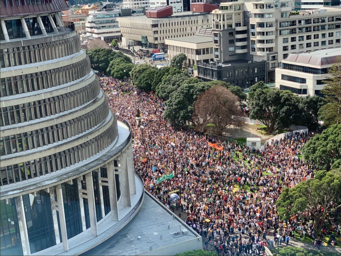 Amazing photo of the climate change action protests in Wellington today. Photo / Kieran Meredith - @tweetwithkieran