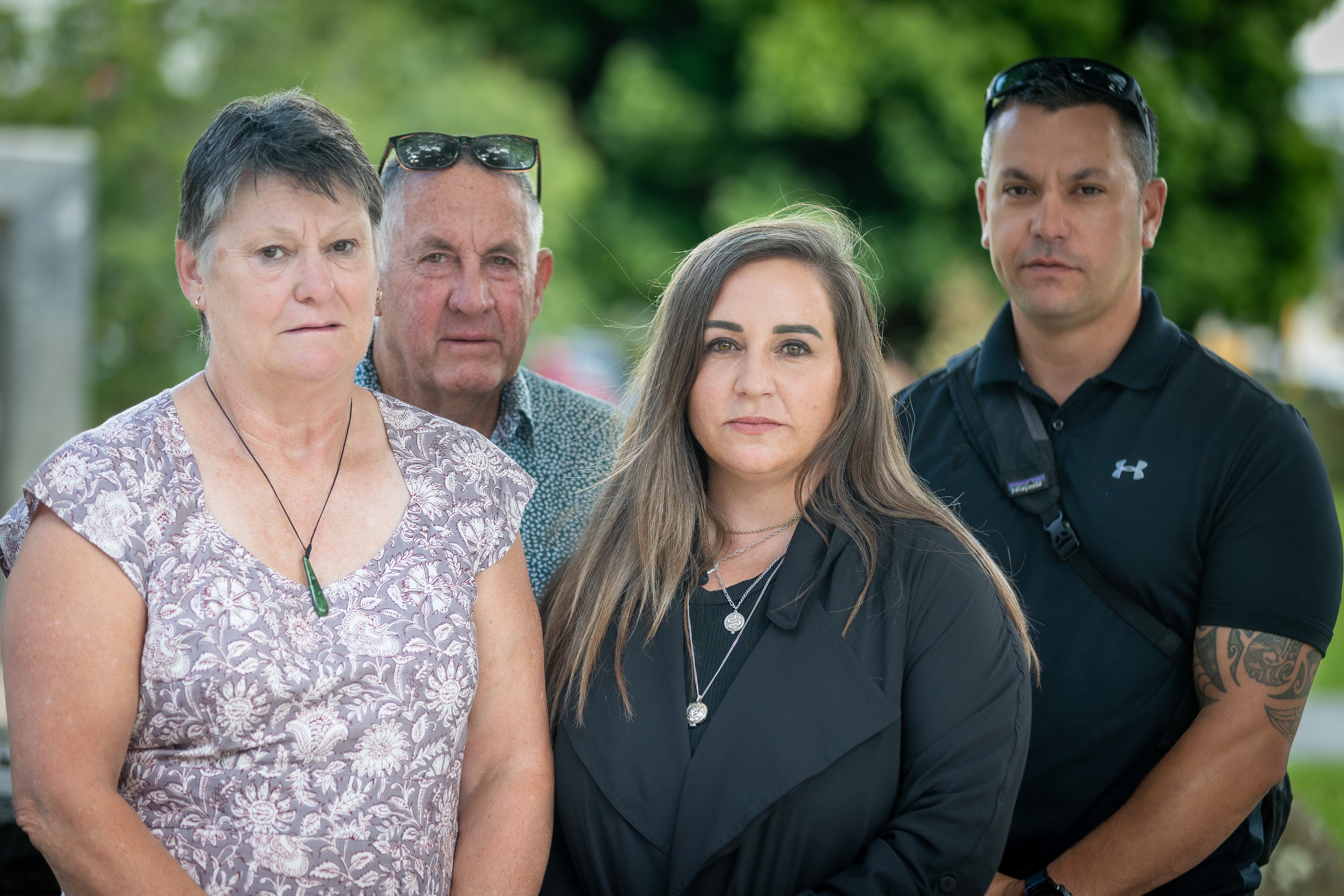 Whānau of NZSAS soldier Nik Kahotea - mother Lois Pamment with stepdad Trevor Duncan, partner Dr Sophie Walker and younger brother Caleb Kahotea.