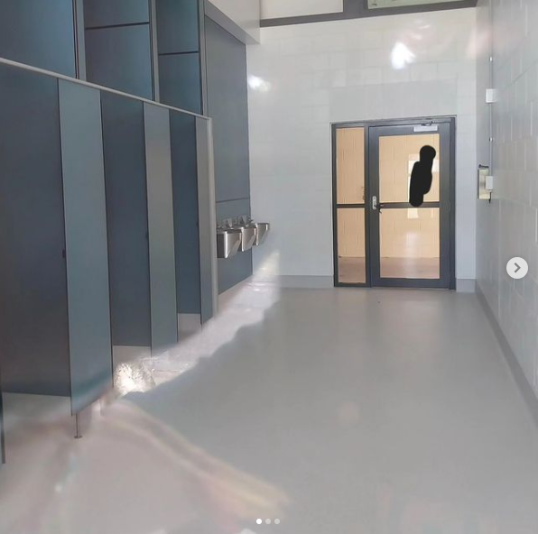 A general view of the new Green Bay High School bathroom.