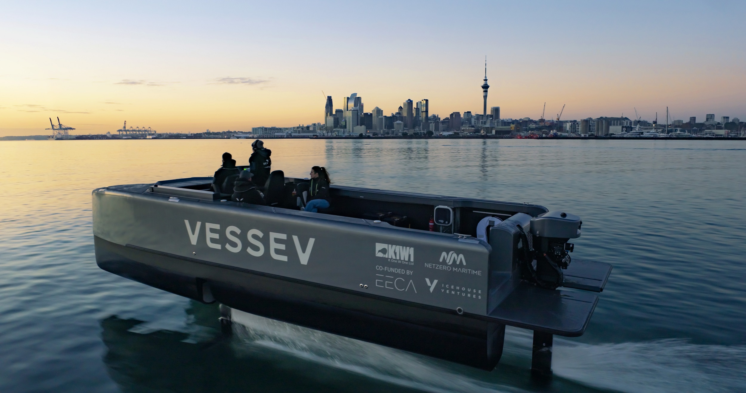 The zero-emission, carbon fibre laminate VS-9 has partial foiling from 12 knots, reducing pitch-and-roll motion and 