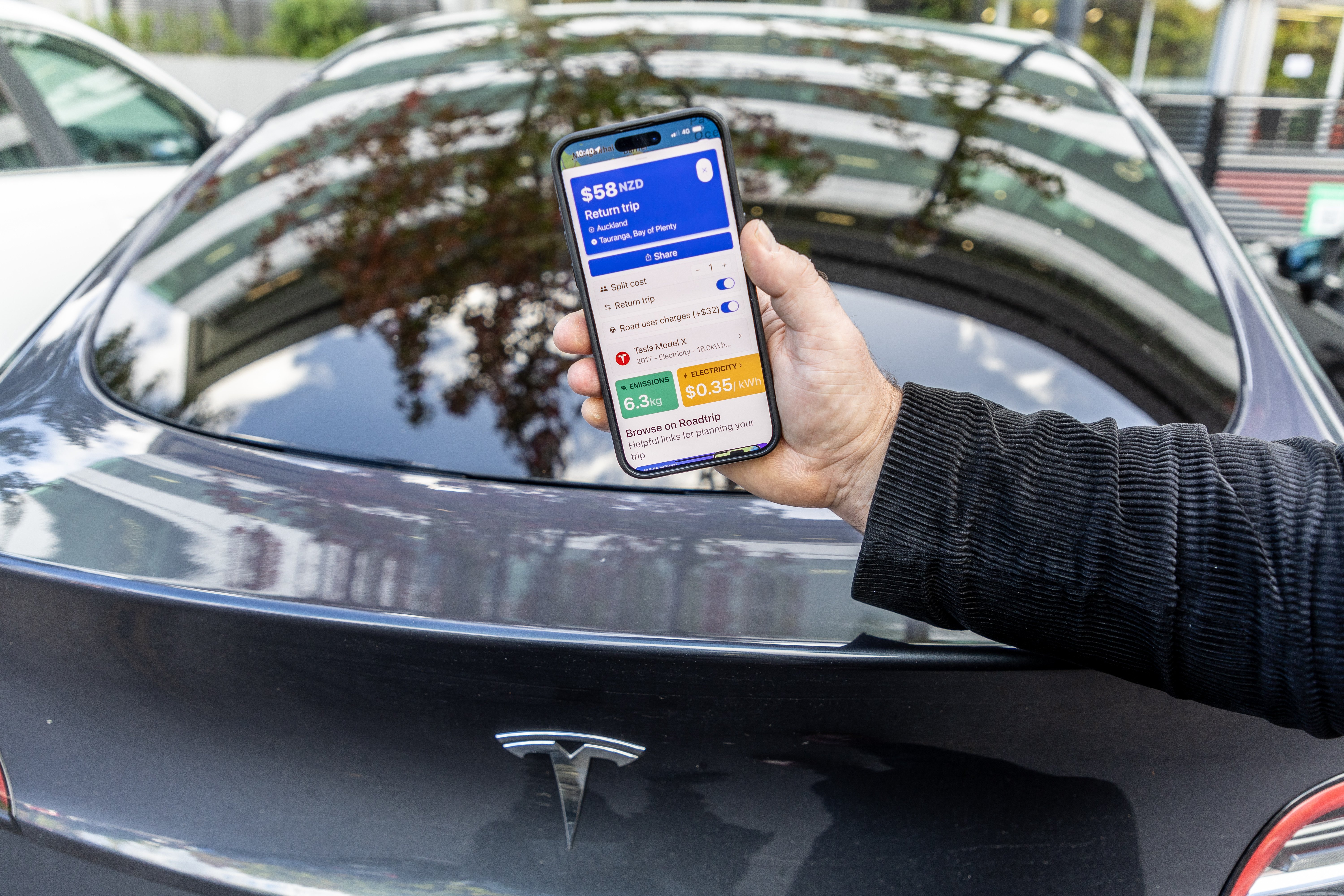 Free apps including Roadtrip (pictured) help EV owners grapple with tracking and topping-up road user charges (RUCs). Photo / Michael Craig