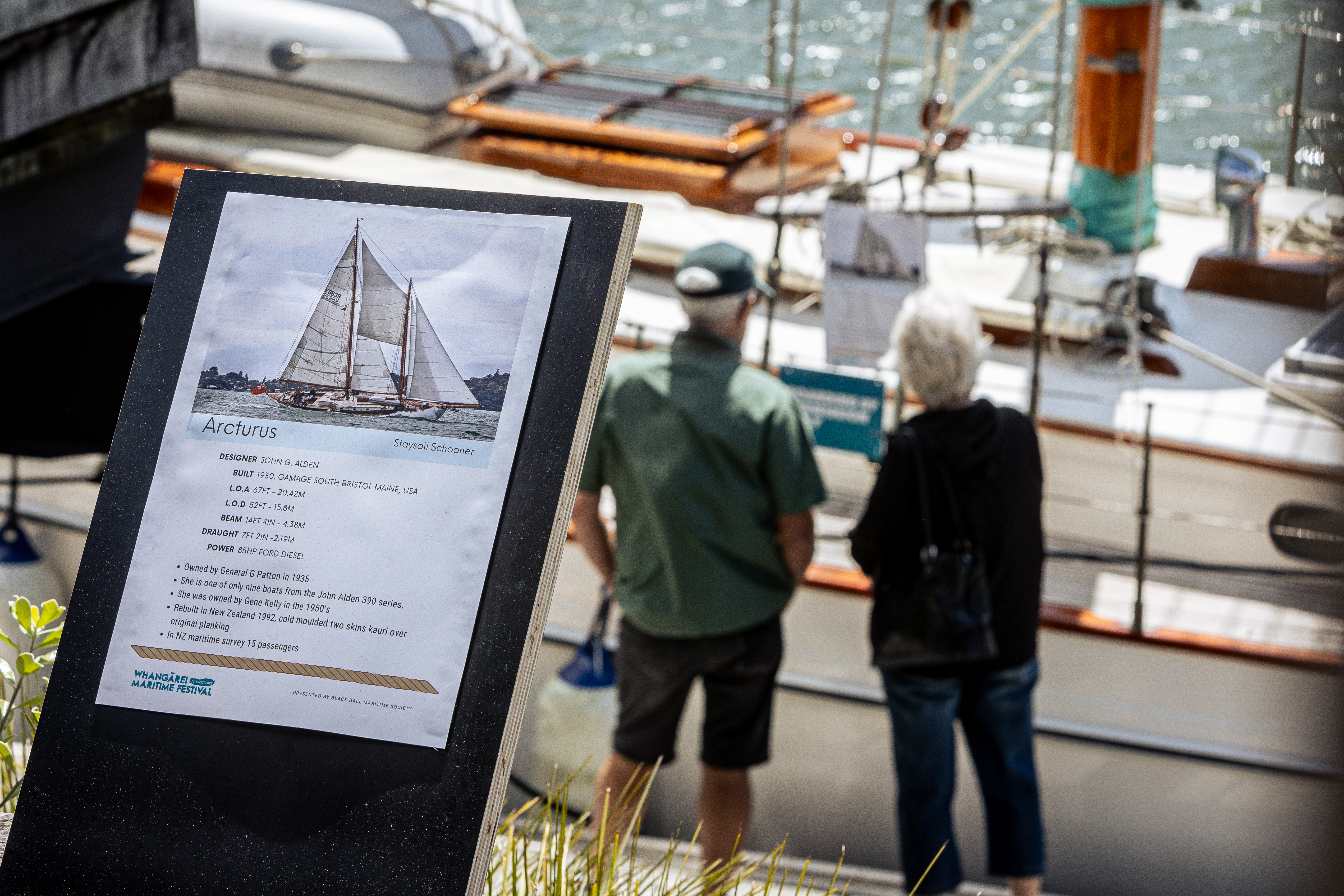 Among the many classic boats on display at the festival was the restored 1930-built 20-metre schooner Arcturus, which was once owned by US wartime general George Patton and later by actor Gene Kelly. Photo / Whangārei Maritime Festival