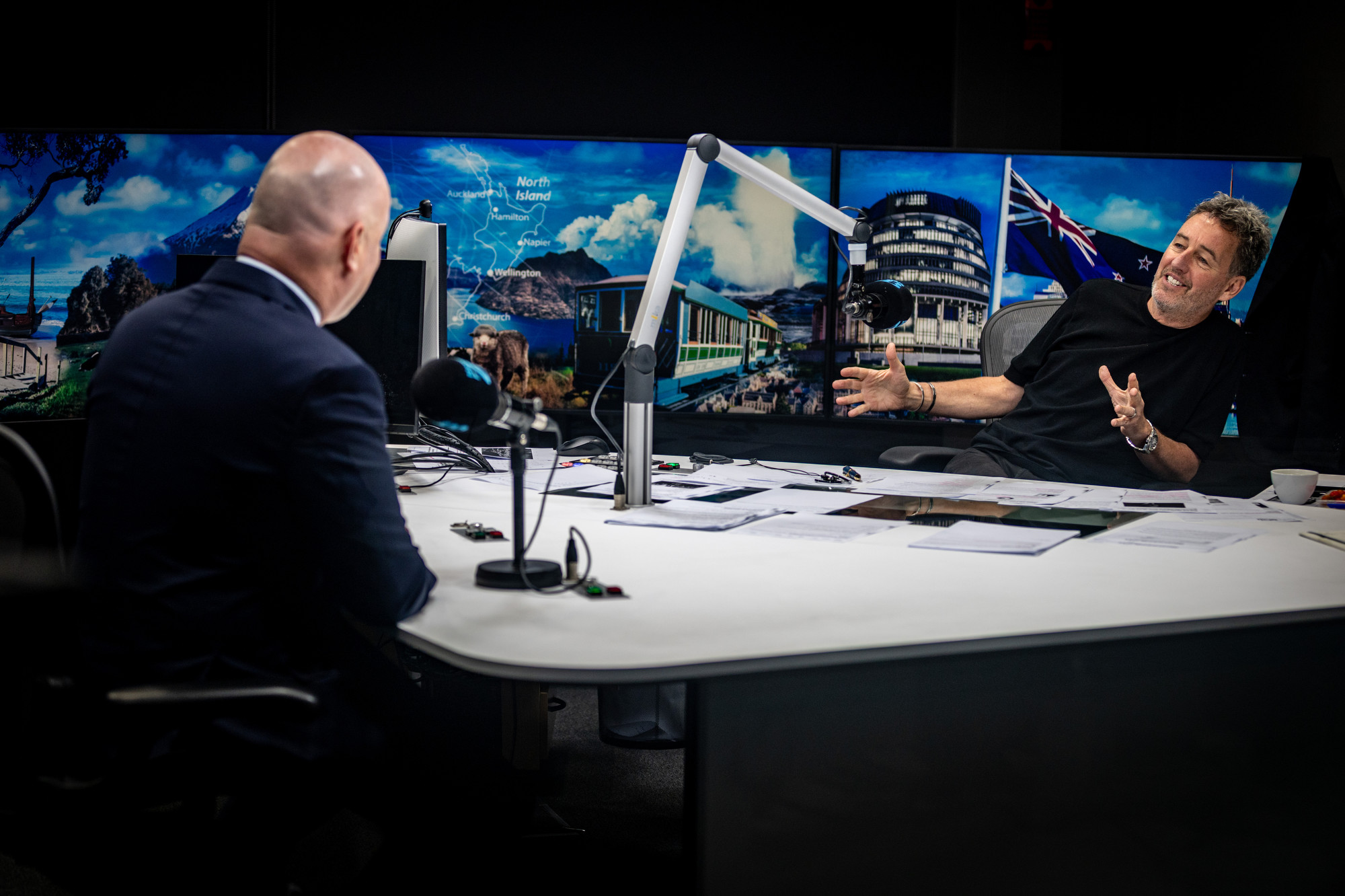 Prime Minister Christopher Luxon appears on the Mike Hosking Breakfast show on Newstalk ZB. Photo / Michael Craig