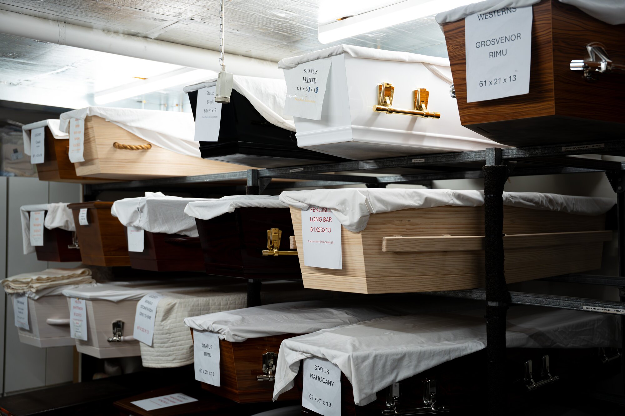 Different models of coffins in the