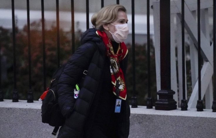 Dr Deborah Birx, the White House coronavirus response coordinator, leaves the White House today, in Washington. Photo / AP