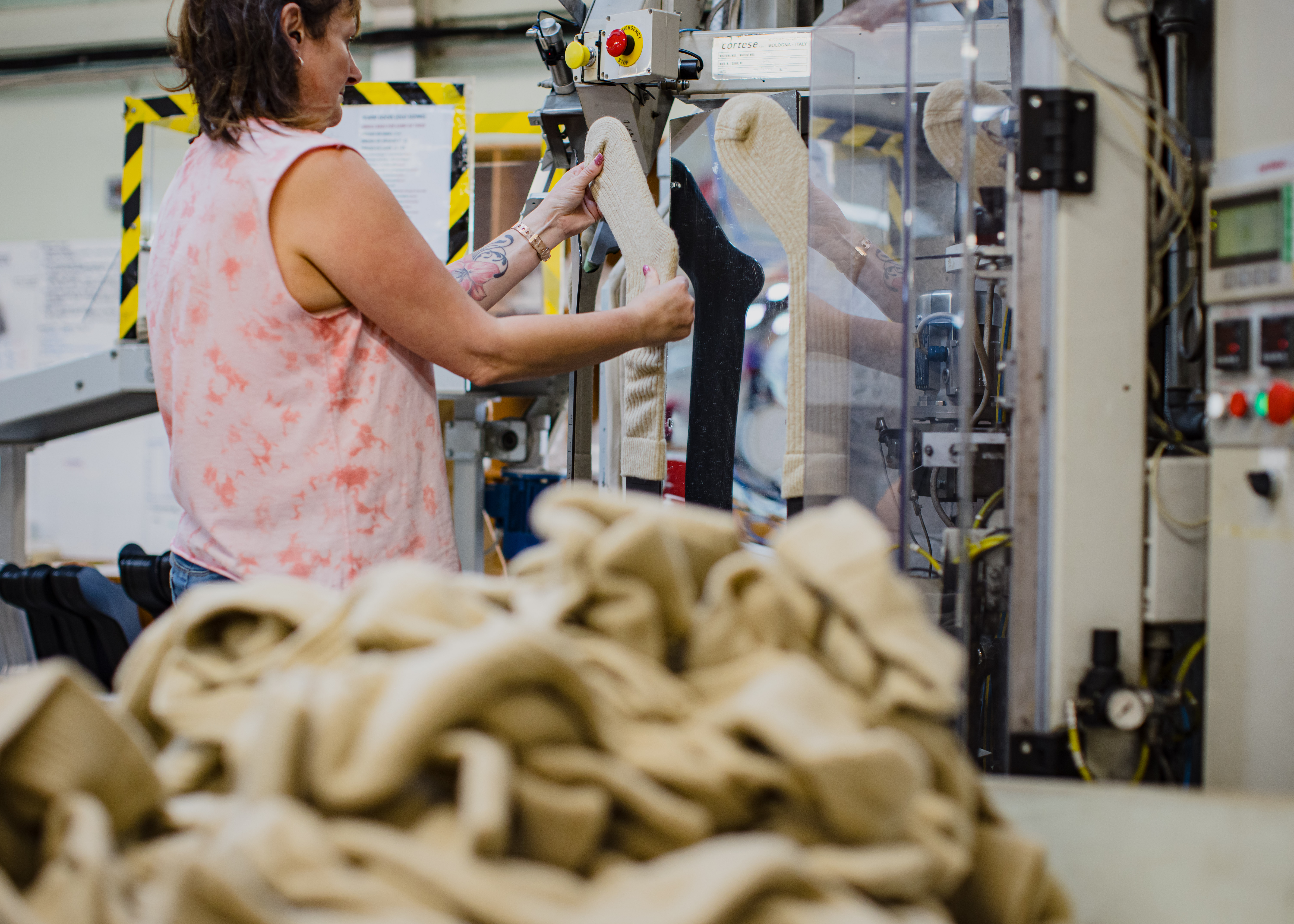 The machines at Norsewear are imported from Italy and can produce a pair of socks every seven minutes. Photo / Supplied