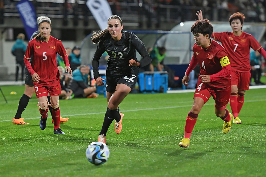Milly Clegg in action for the Football Ferns last year. Photo / Getty Images