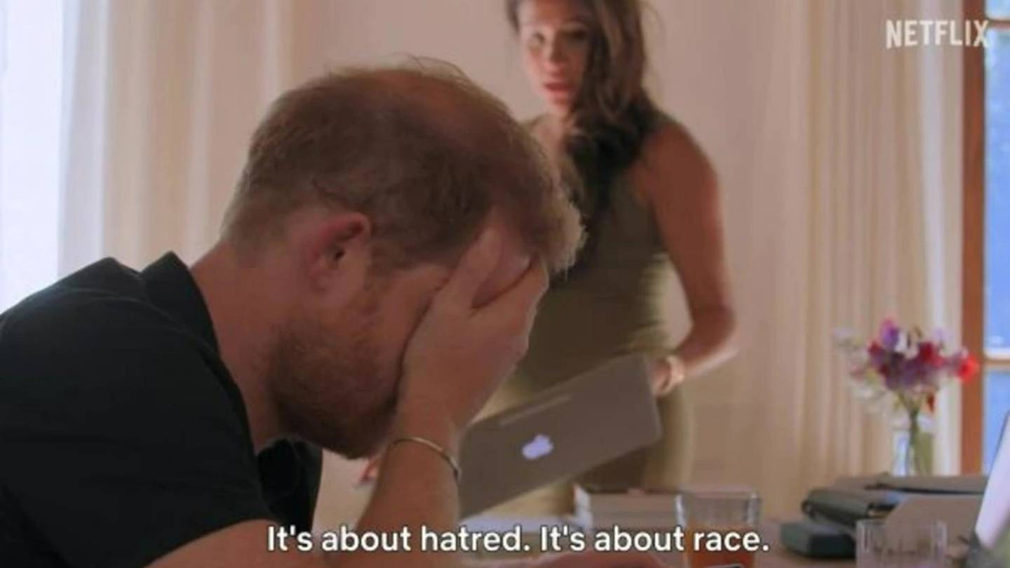 Scene from Harry & Meghan Netflix Series. Photo / Netflix
