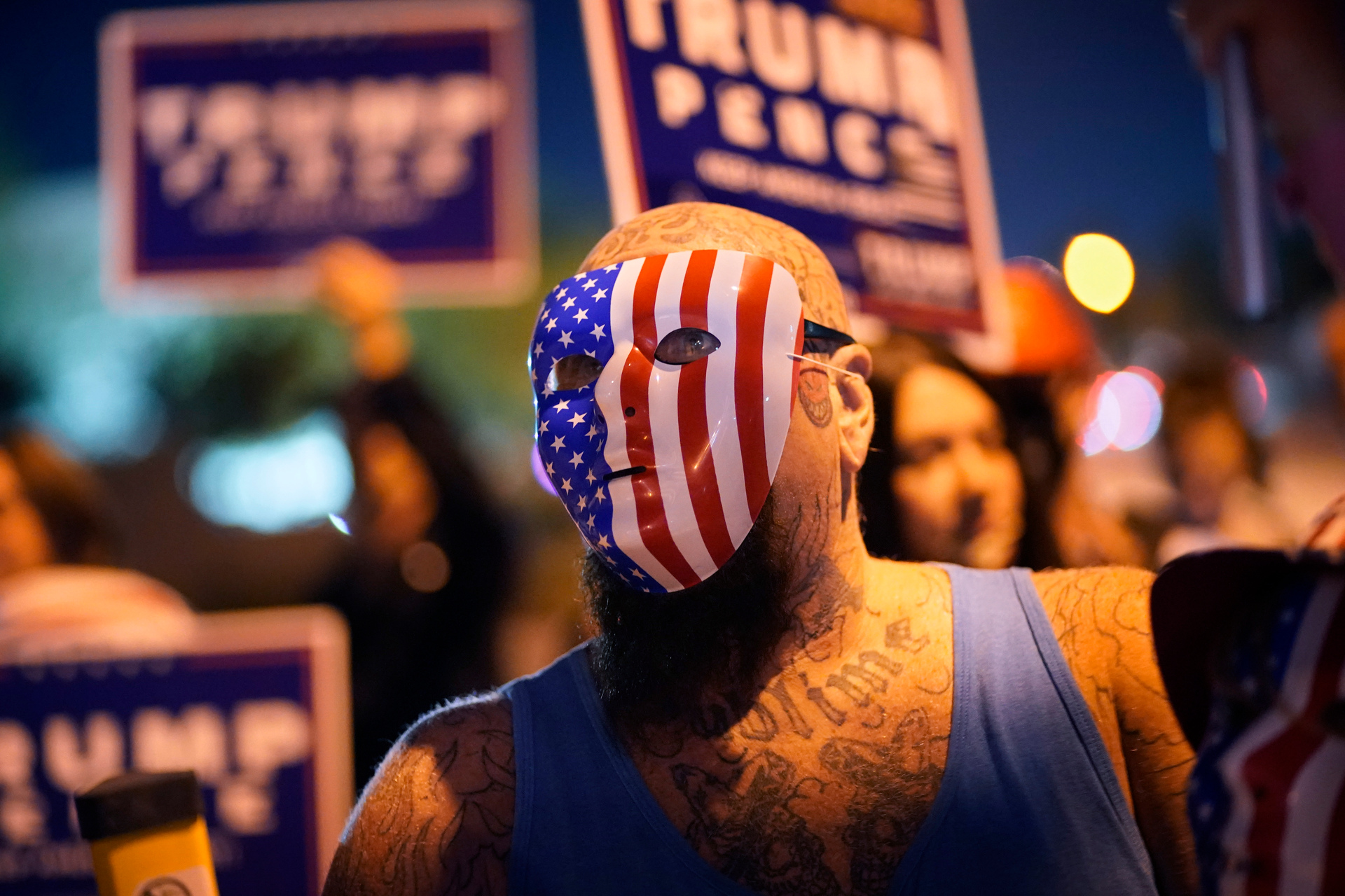 Supporters of President Donald Trump protesting the Nevada vote in Las Vegas as anger spread throughout the US. Photo / John Locher, AP, File