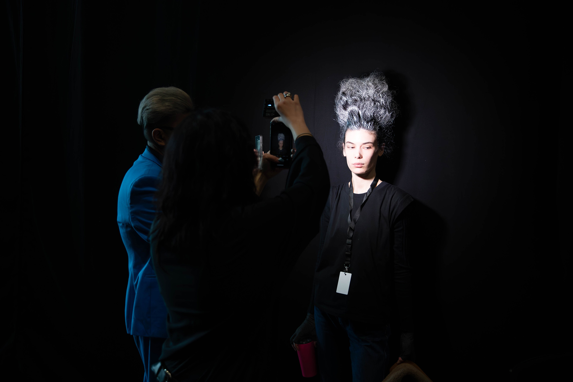7.30am: A work in progress. Checking the look for Kiri Nathan runway show. Photo / Michael Craig