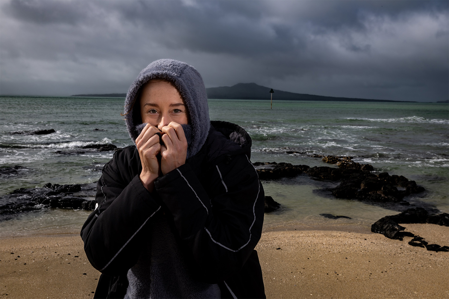 Laura swam to Rangitoto as a part of the Ocean Swim Series. Photo / Michael Craig