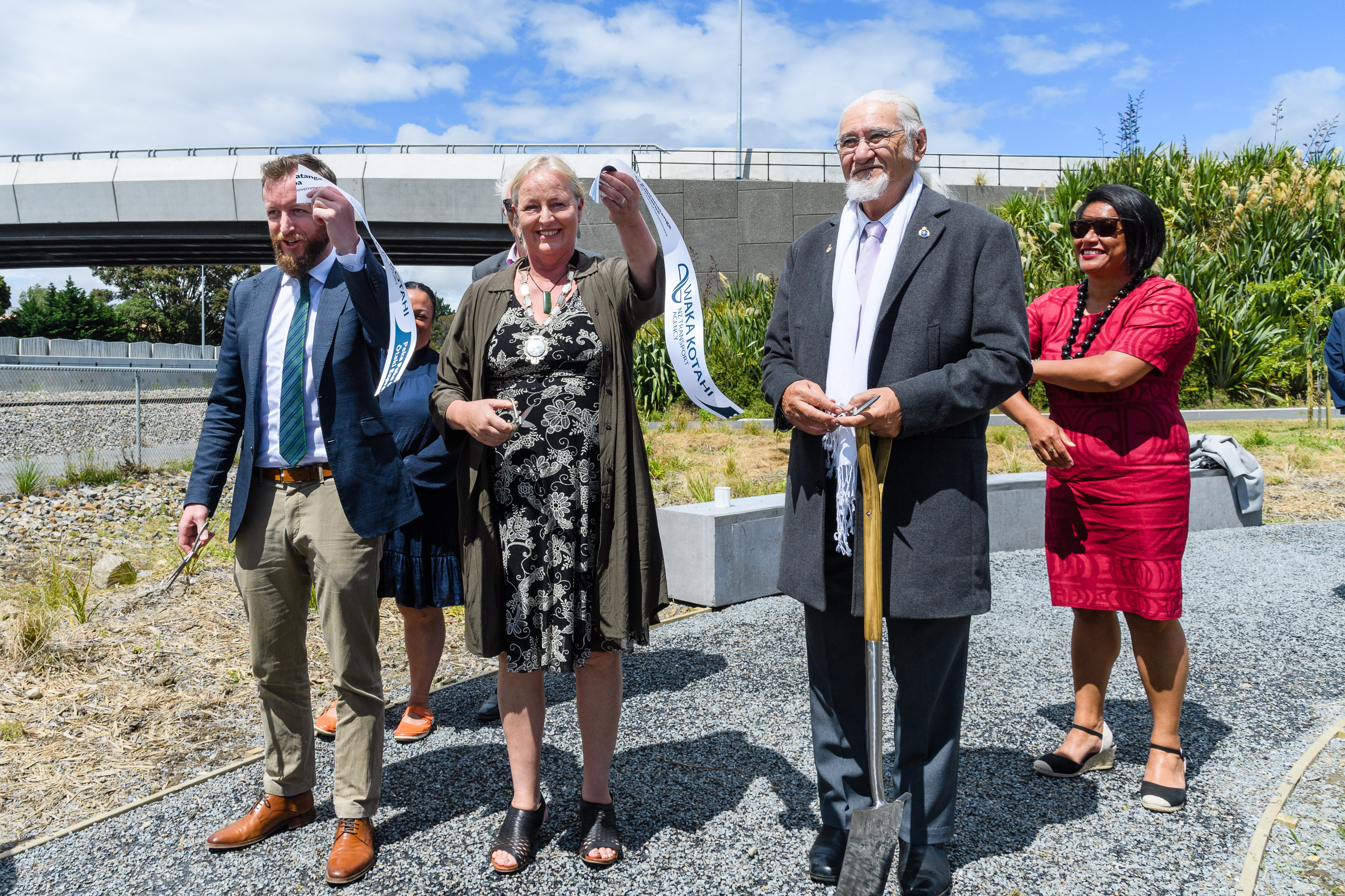 The Peka Peka to Ōtaki Expressway opening ceremony and ribbon cutting at Pare-o-Matangi Reserve in Ōtaki. Photo / Mark Coote

