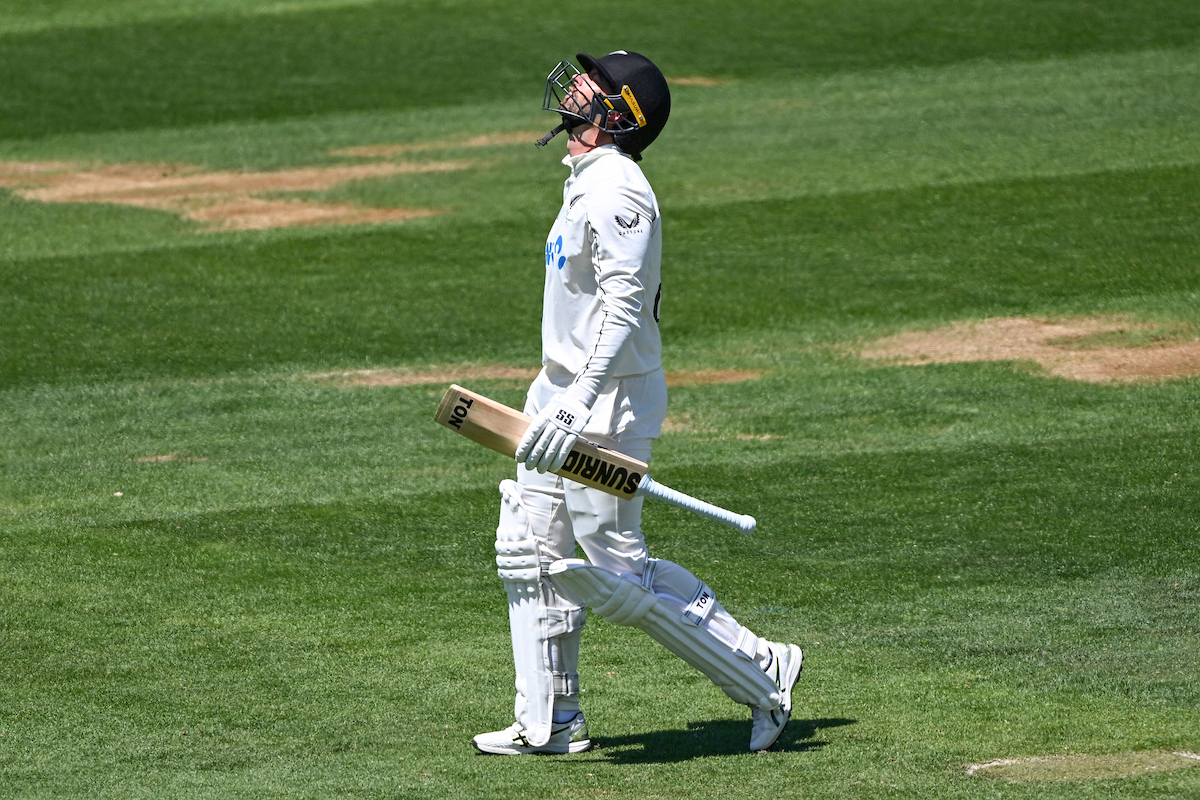 Devon Conway leaves the Basin Reserve after his dismissal against the West Indies. Photo / Photosport