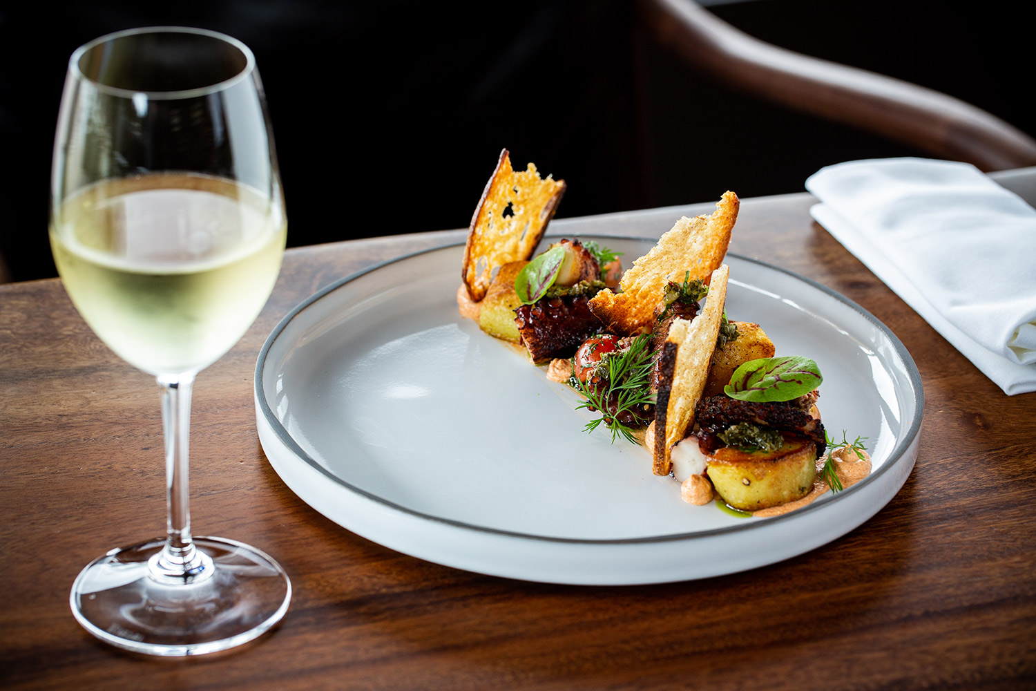 The charred octopus with curd. Photo / Babiche Martens