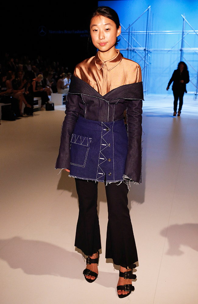 Former blogger turned editor-in-chief of Vogue China Margaret Zhang, wearing a jacket by Kiwi designer Georgia Alice, during Australian Fashion Week in 2015. Photo / Lucas Dawson.