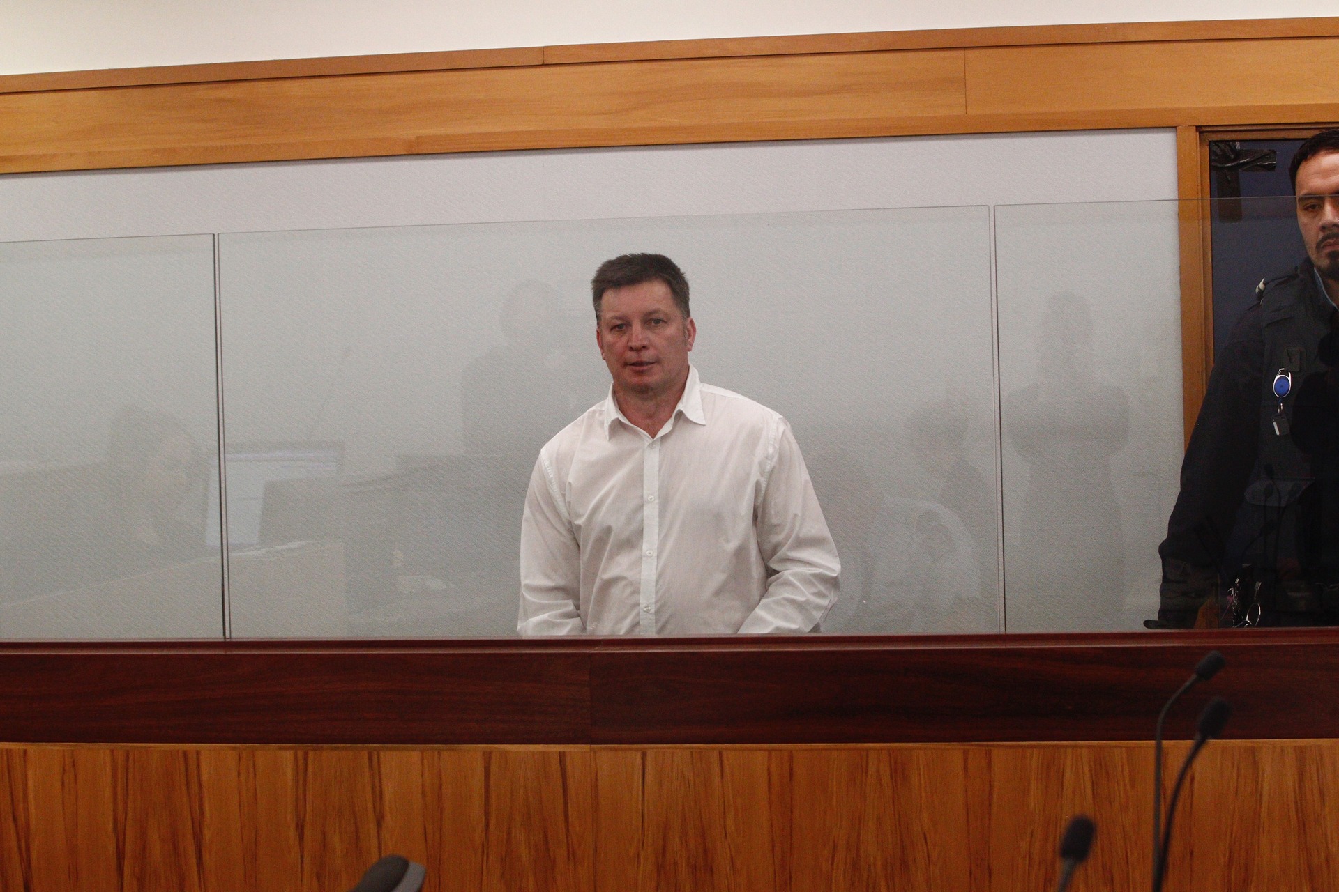 Paul Raymond Harris in the dock at Wellington District Court for sentencing on assaulting Green Party co-leader James Shaw. Photo / Melissa Nightingale