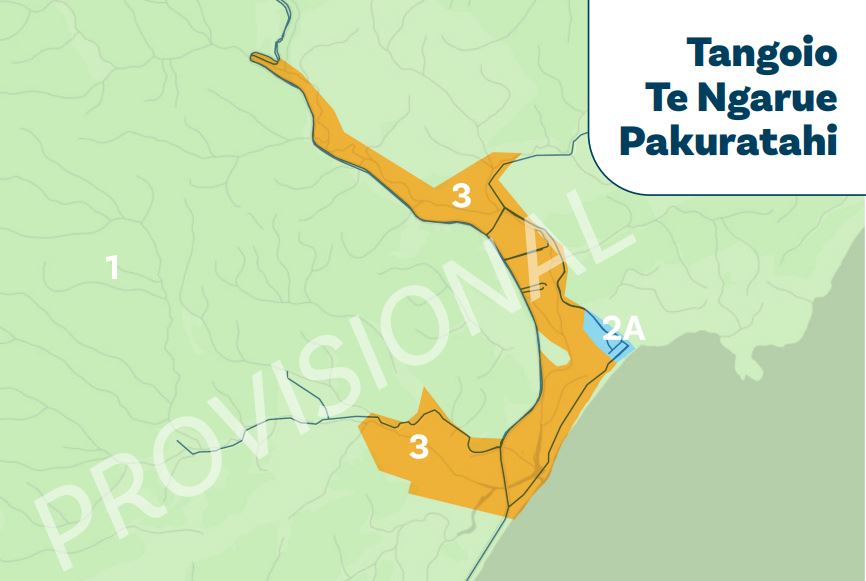 Provisional zoning around Tangoio and Tangoio Beach area, north of Napier. 