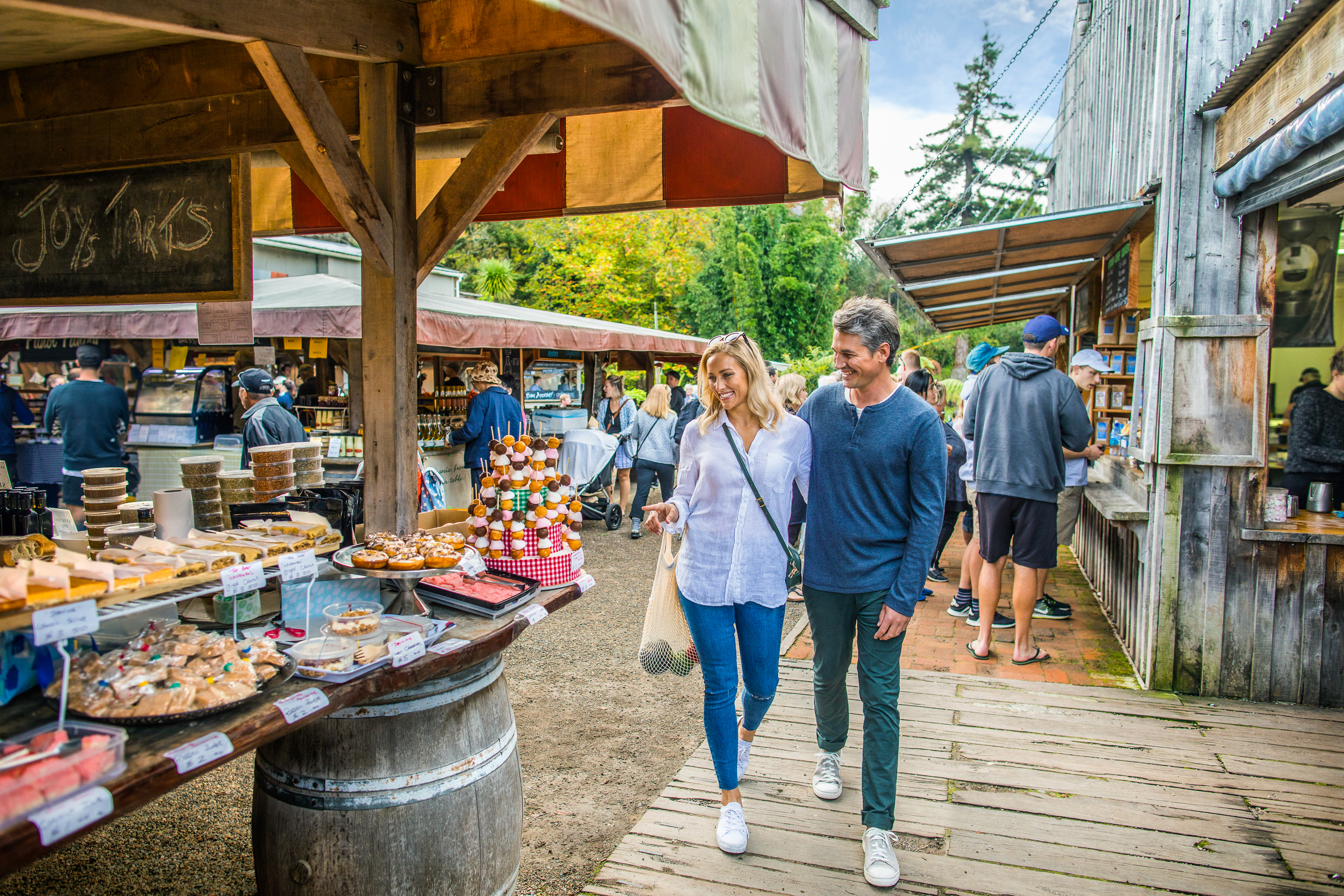 Stock up on pantry staples at Matakana Farmers' Market, albeit of the artisan kind.
Photo / Matakana Coast Tourism