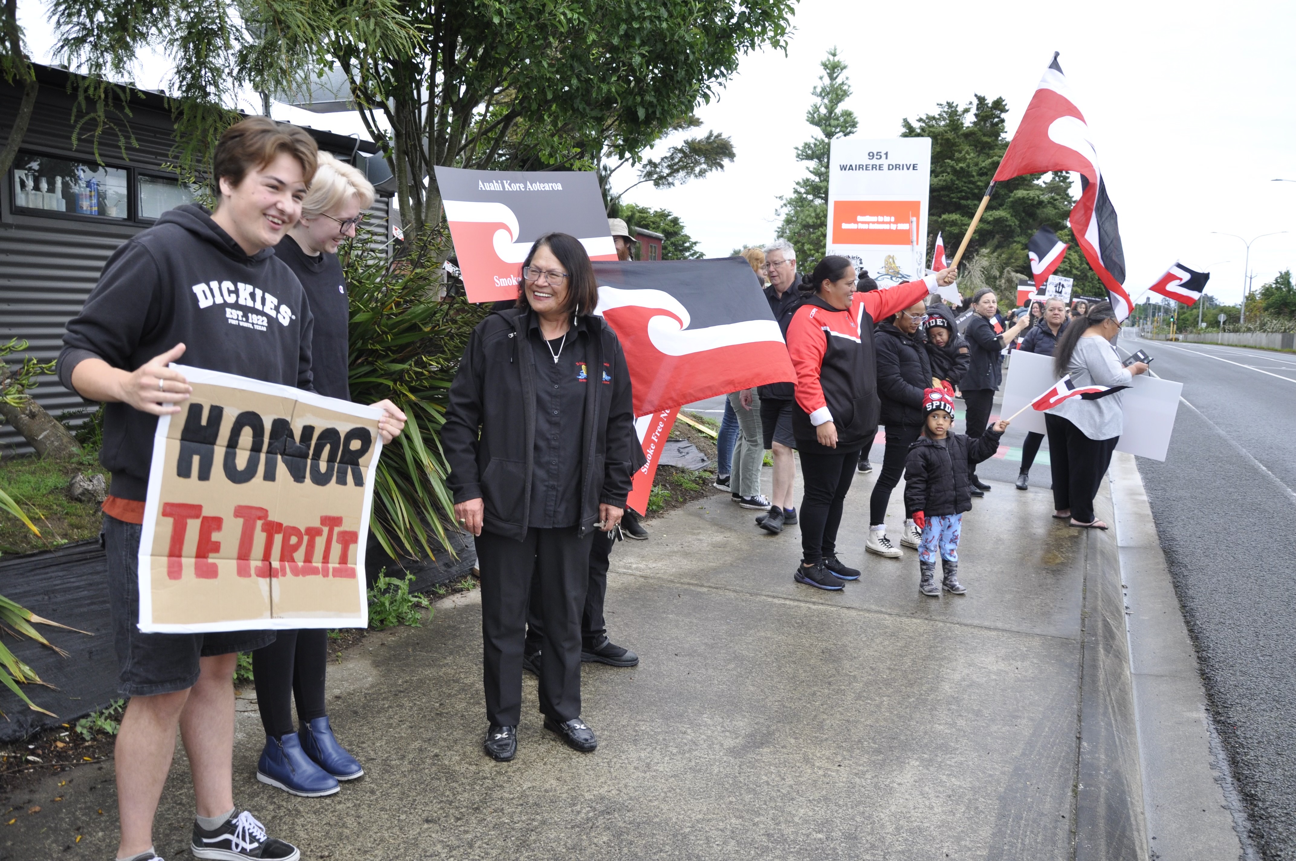 Lady Tureiti Moxon on the protest line. Photo / Supplied