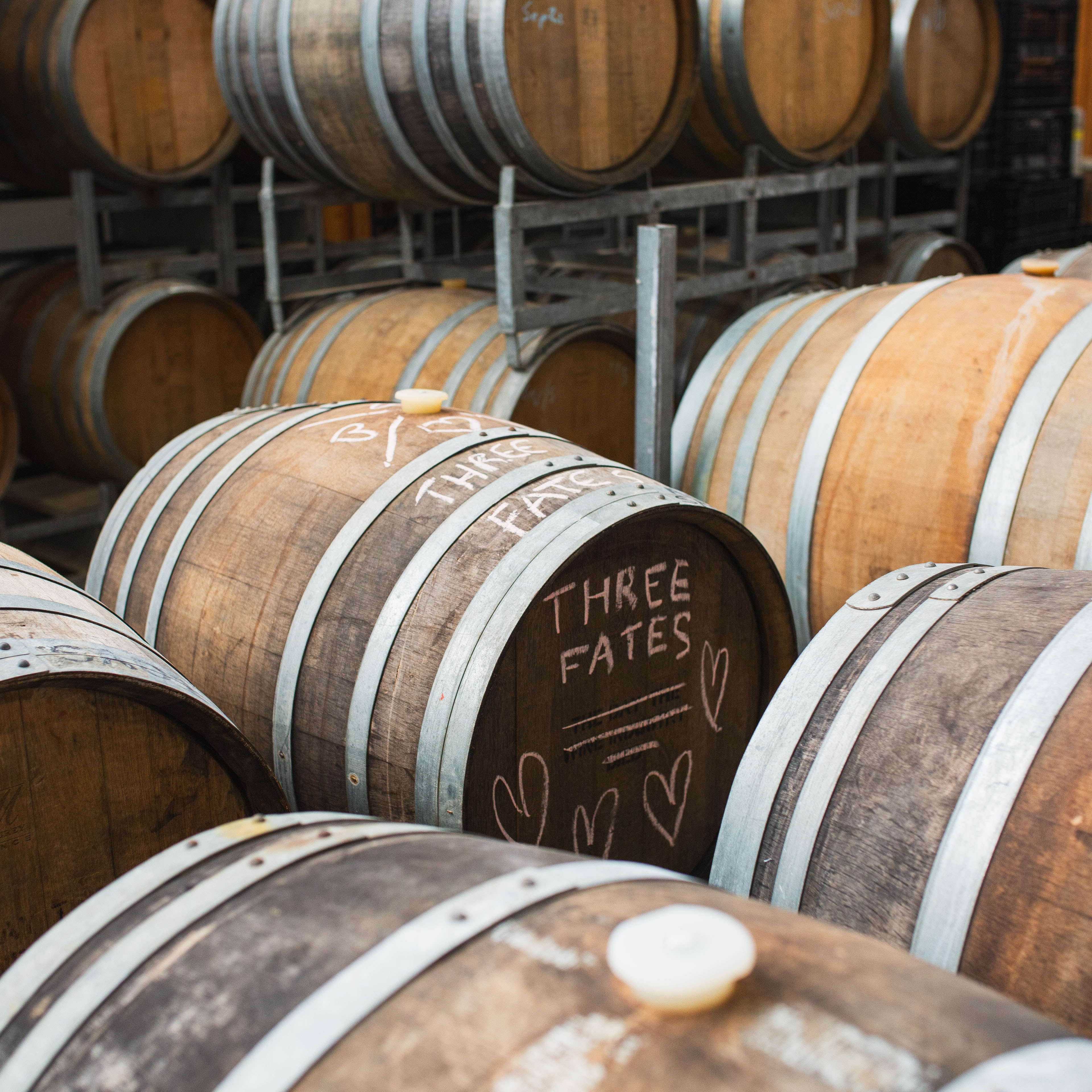 Three Fates wine barrels.