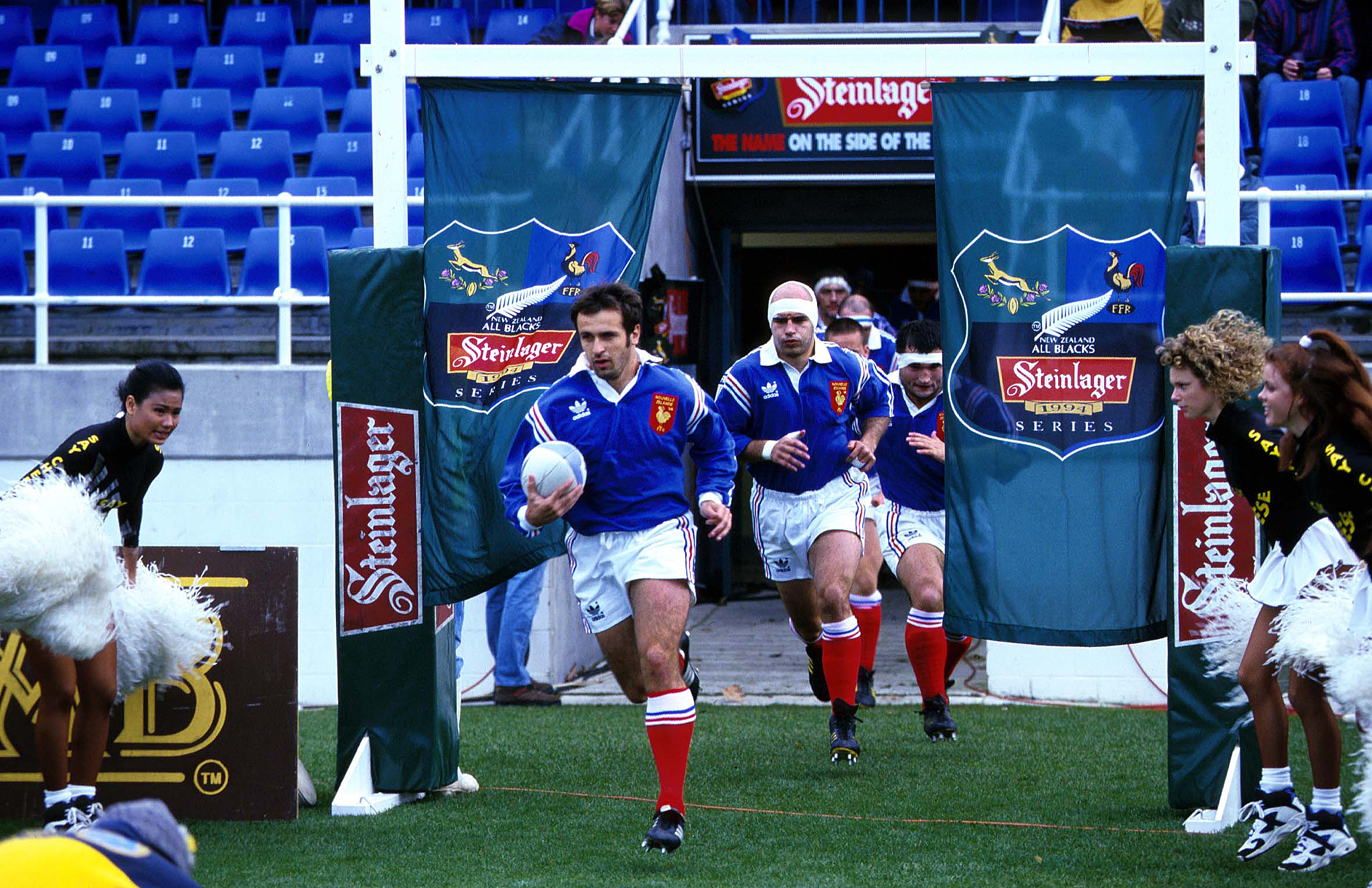 Philippe Saint-André leads France out on to Eden Park. Photo / Photosport