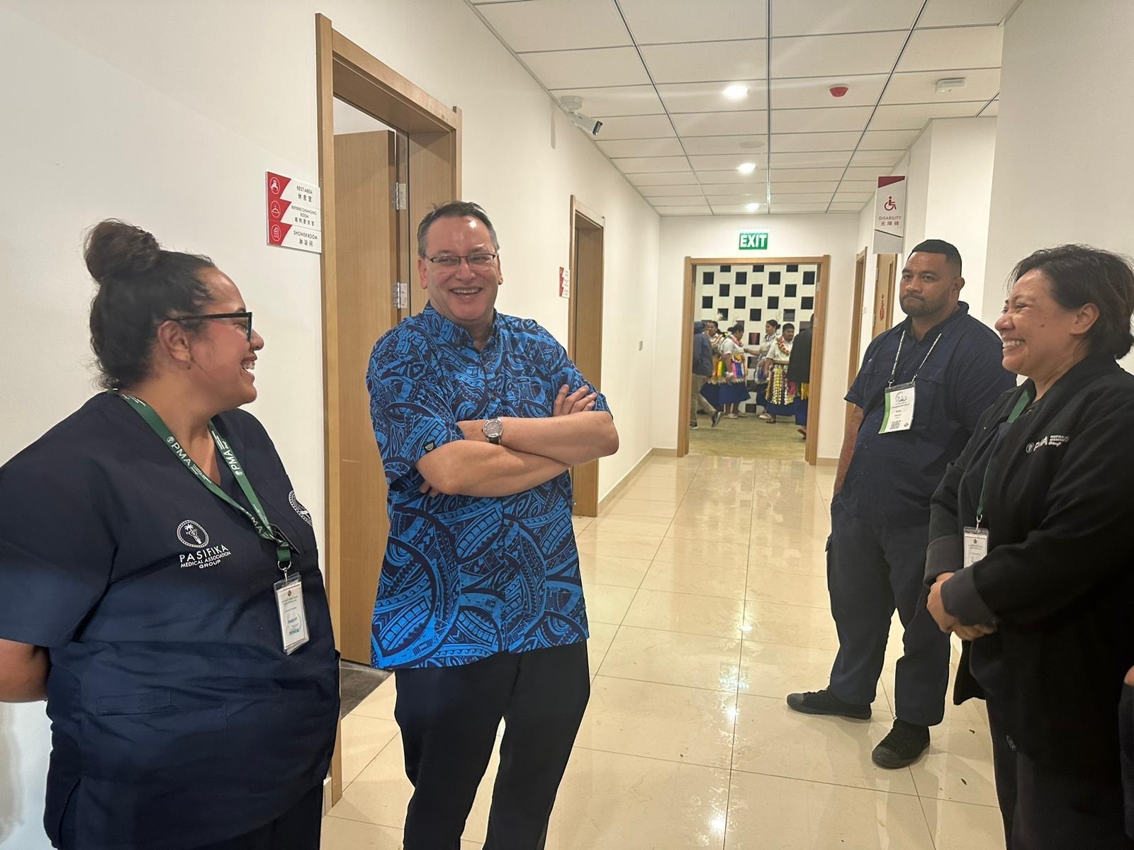 Health Minister Dr Shane Reti meeting with members of the Pasifika Medical Association during the Pacific Islands Forum in Tonga. Photo / Supplied
