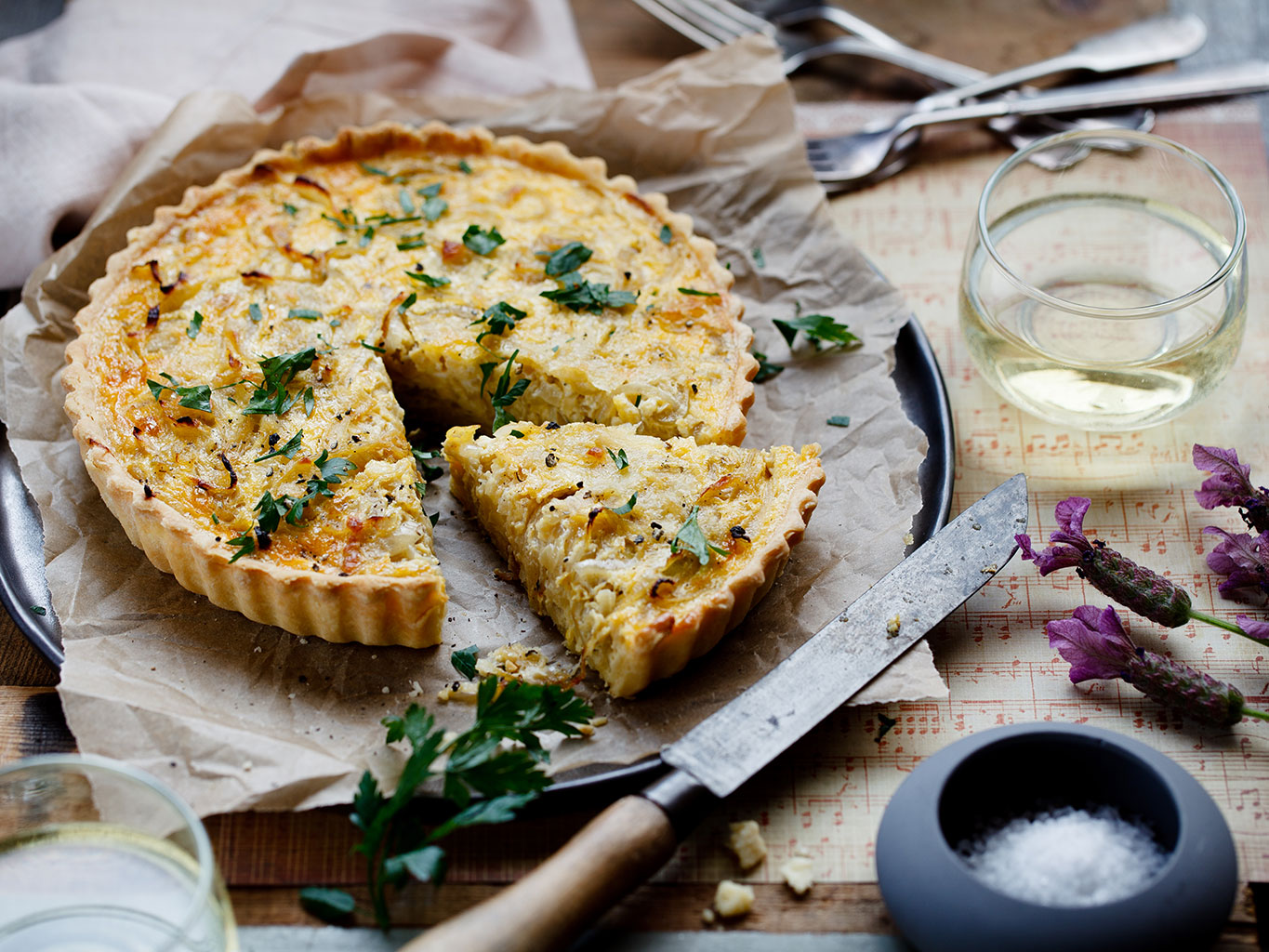 Onion and gruyere quiche. Picture / Babiche Martens.
