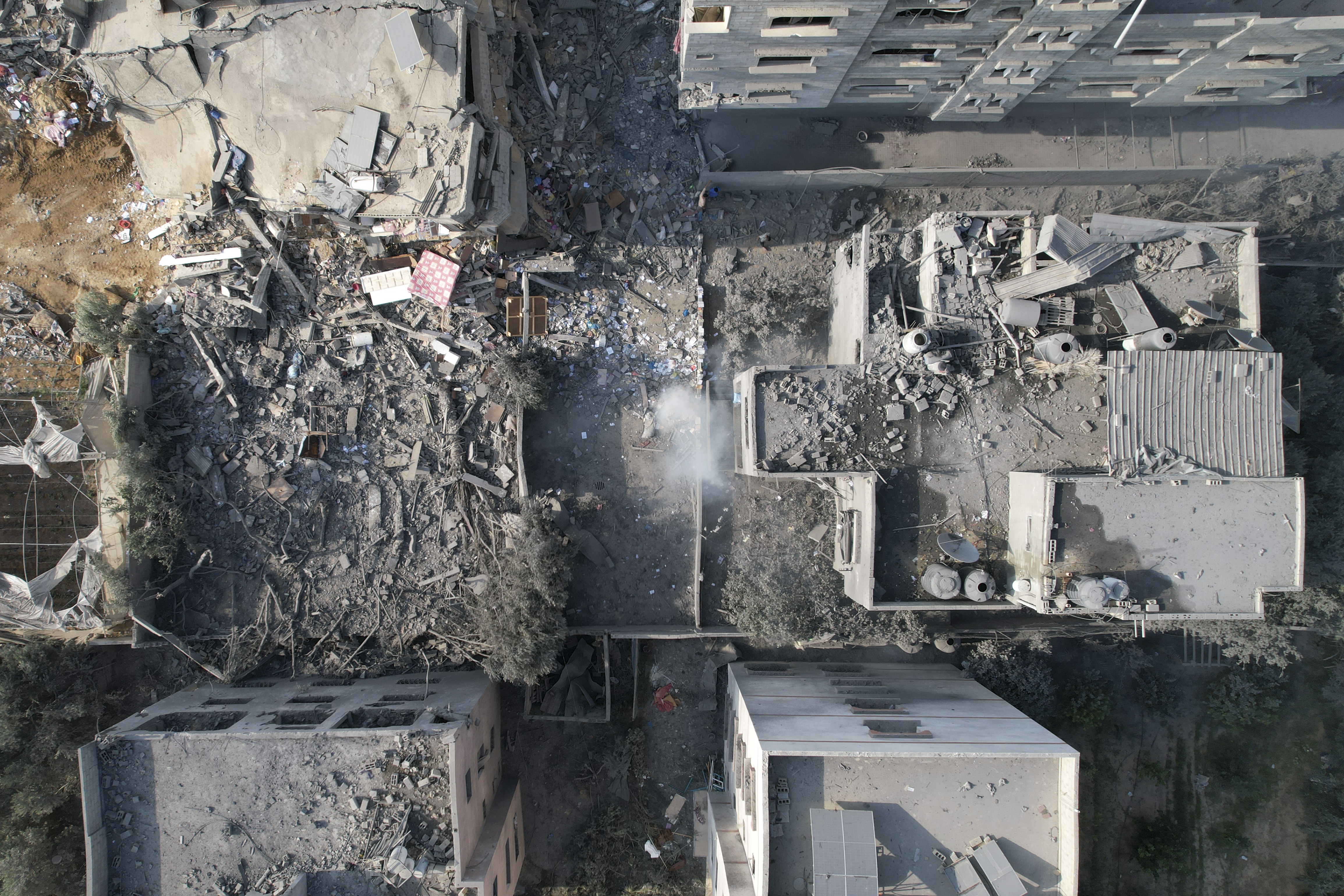 A building destroyed in an Israeli airstrike on the Gaza Strip is seen in Deir Al-Balah. Photo / AP