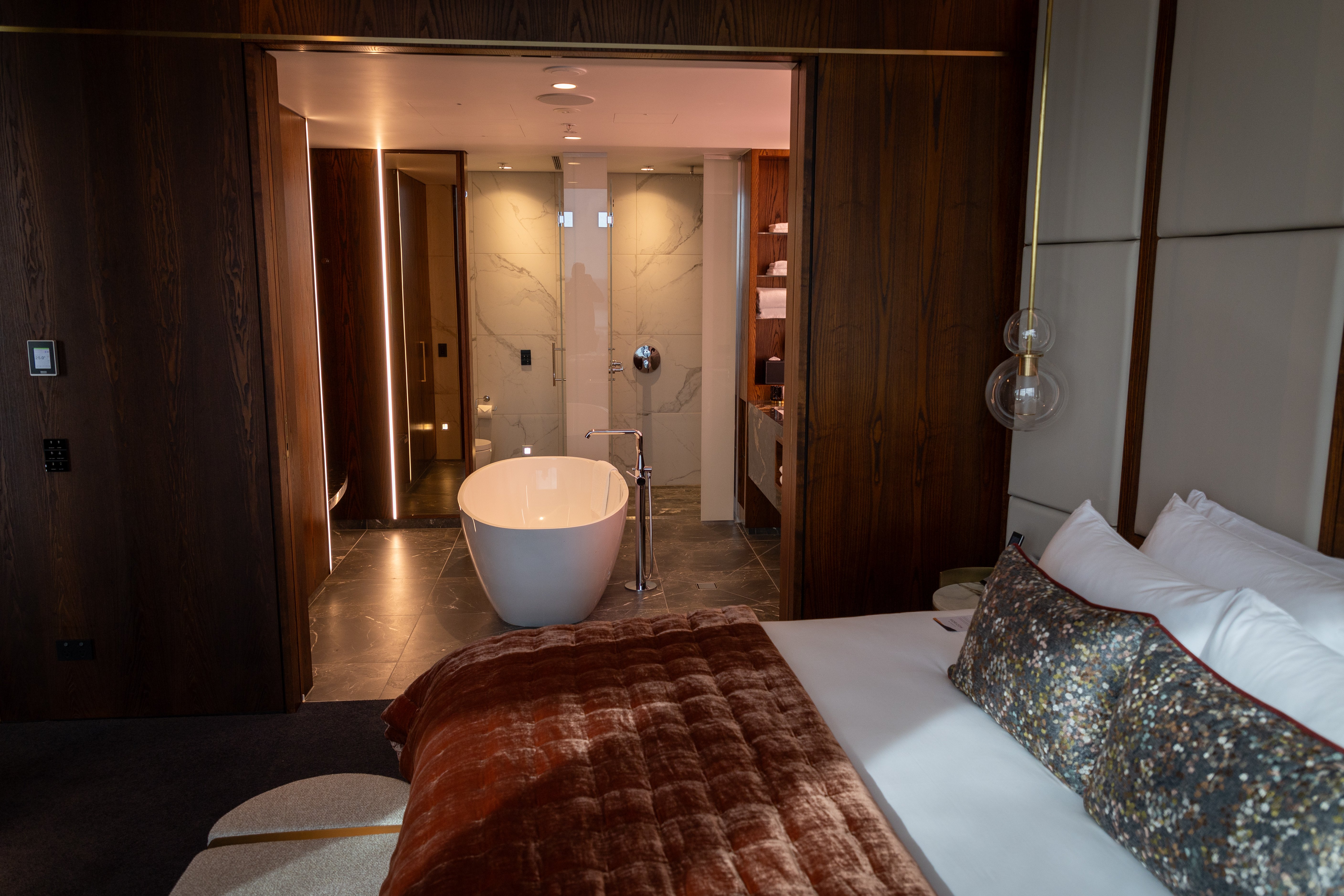 Horizon Suite room 1201 on level 12 or the top floor is a 60sq m room in the new Horizon by SkyCity hotel. Photo / Michael Craig