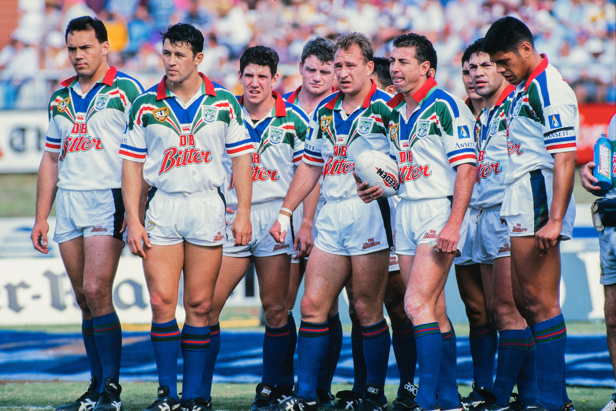 The 1995 Auckland Warriors react after conceding a try against the North Sydney Bears. Photo / Photosport