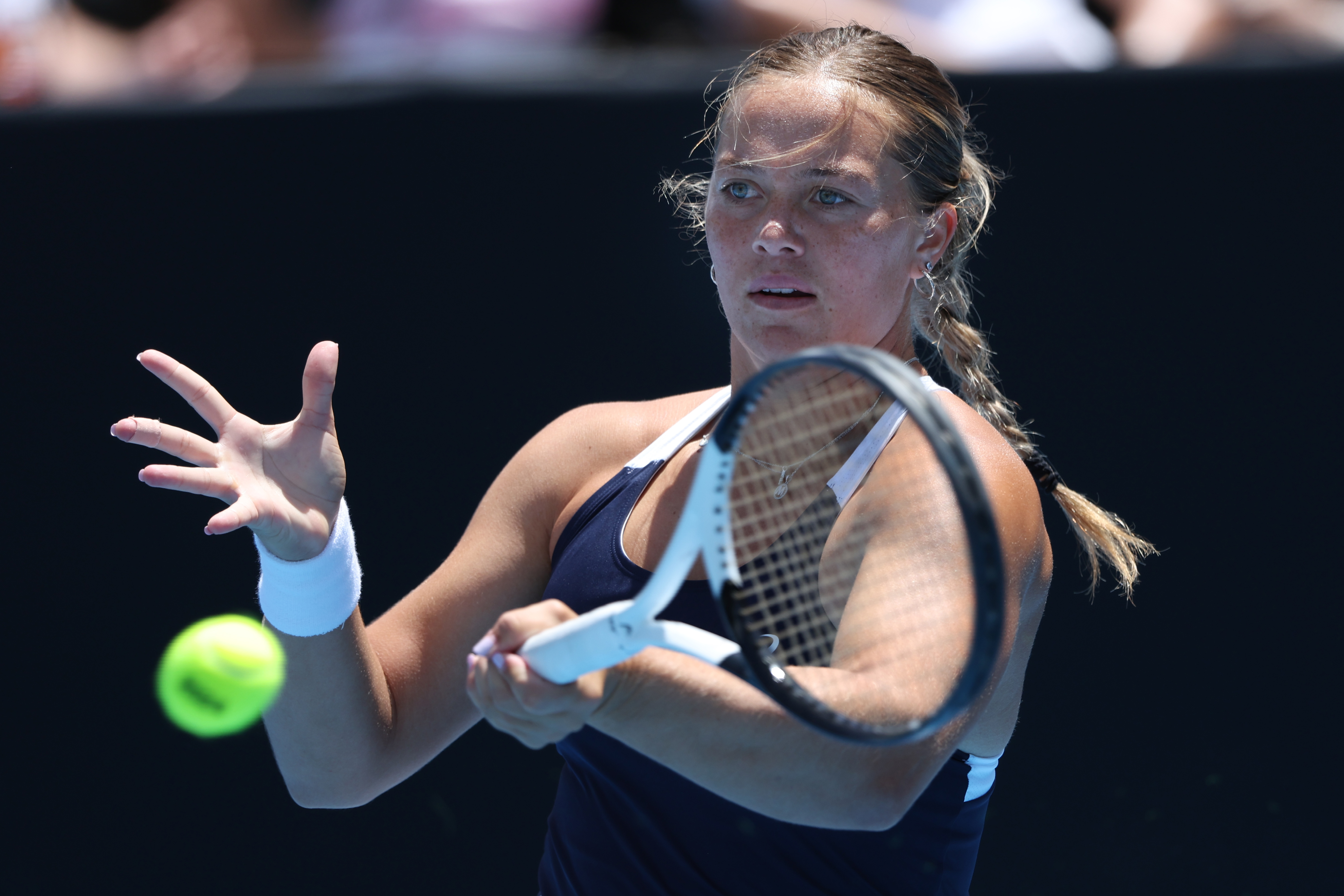 Monique Barry in action during her match against Elina Avanesyan in the ASB Classic. Photo / Brett Phibbs, Photosport