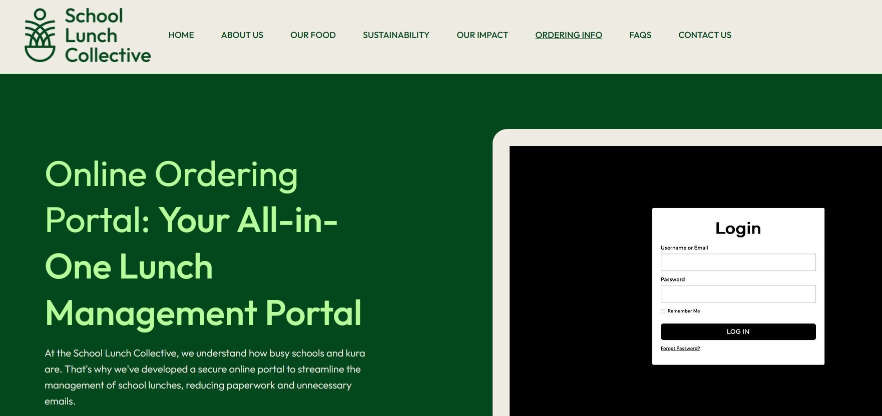 The School Lunch Collective portal had incorrect information about delivery dates, according to McAuley High School deputy principal Miles Sengers.