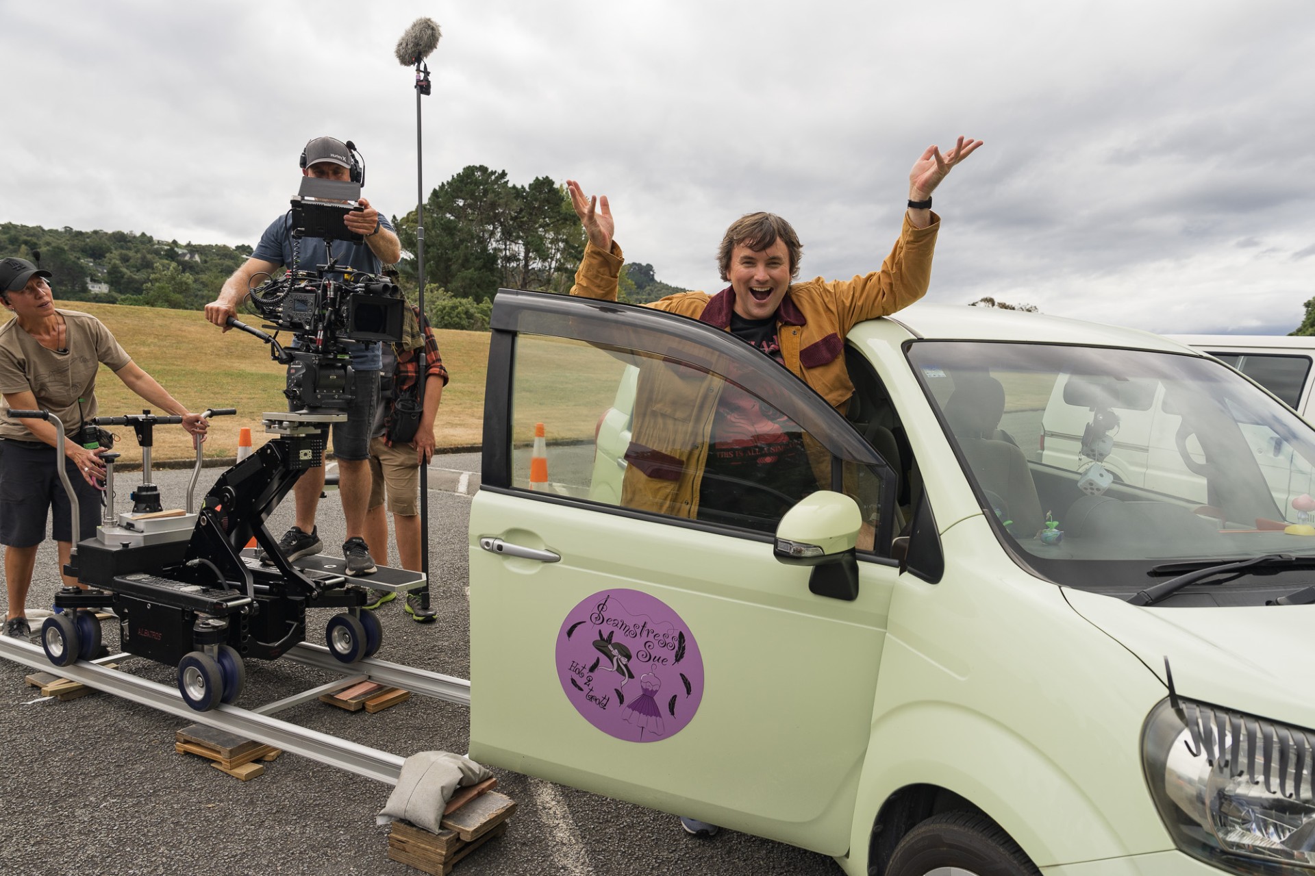Tom Sainsbury on the set of Small Town Scandal. Photo / supplied