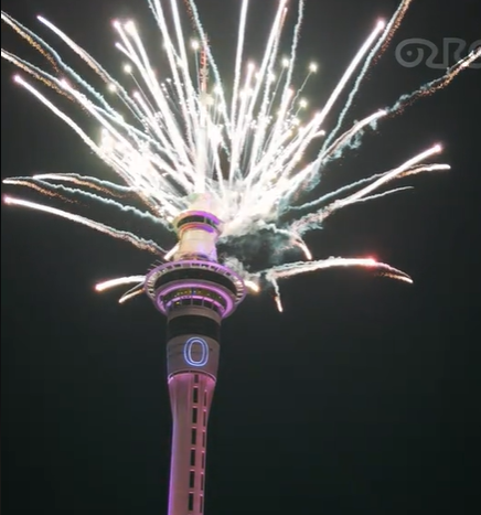 The Civil Aviation Authority is assessing an incident where a drone was flown close to the Auckland's Sky Tower during New Year's Eve celebrations, 2024/25. Photo / Supplied