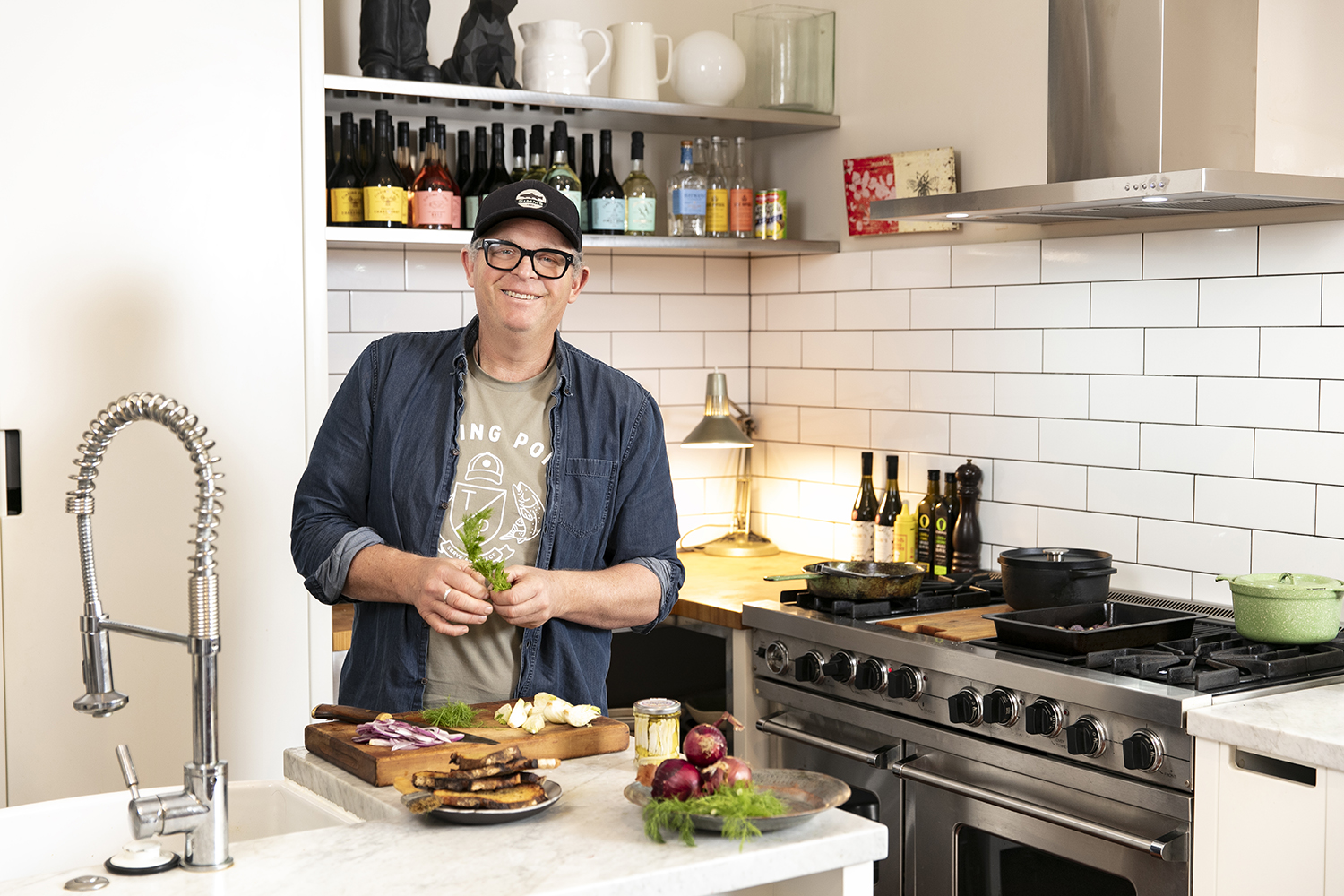 Chef Al Brown at an apartment he’s currently renting from friends living in Los Angeles. Photo / Babiche Martens