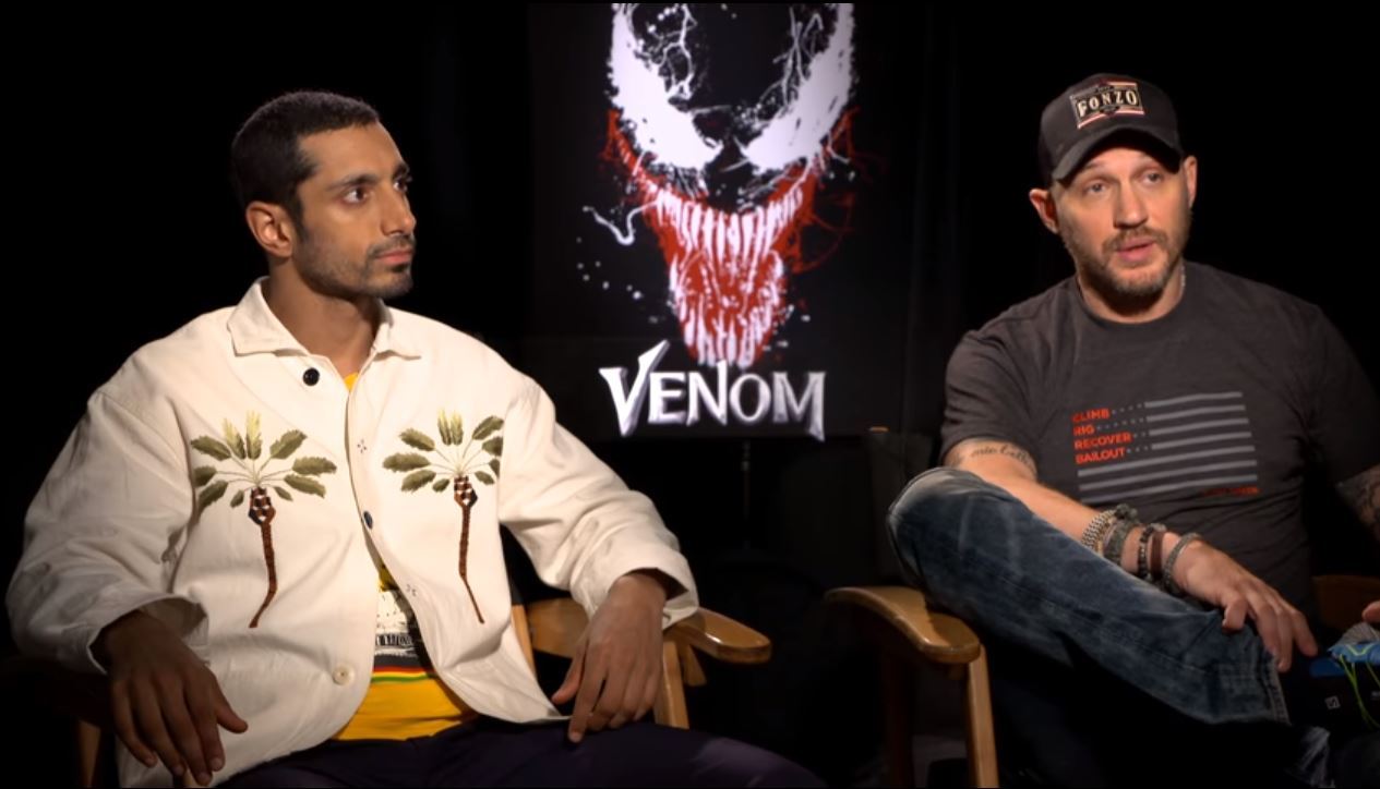 Tom Hardy gave the surprising answer while being interviewed with his Venom costar, Riz Ahmed. Photo / screenshot