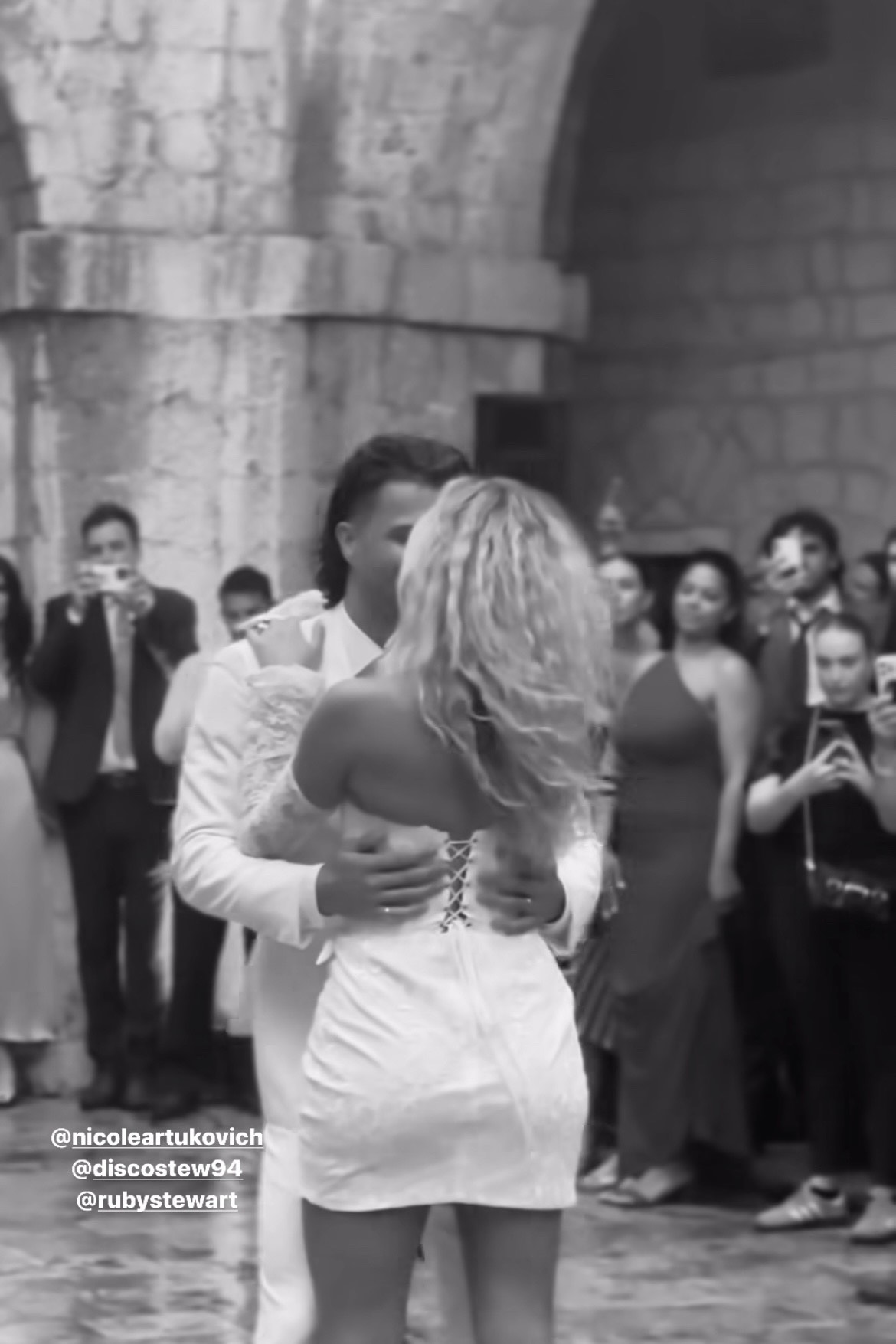 Liam Stewart and Nicole Artukovich share their first dance together as Ruby Stewart sings Sweet Symphony. Photo / Instagram